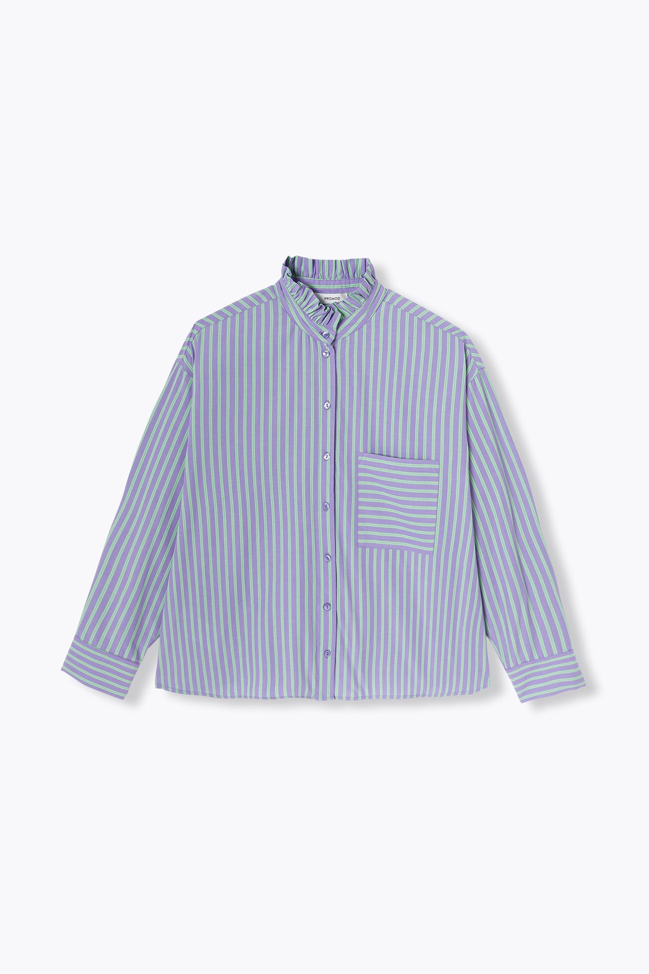 Chemise rayée col frou-frou