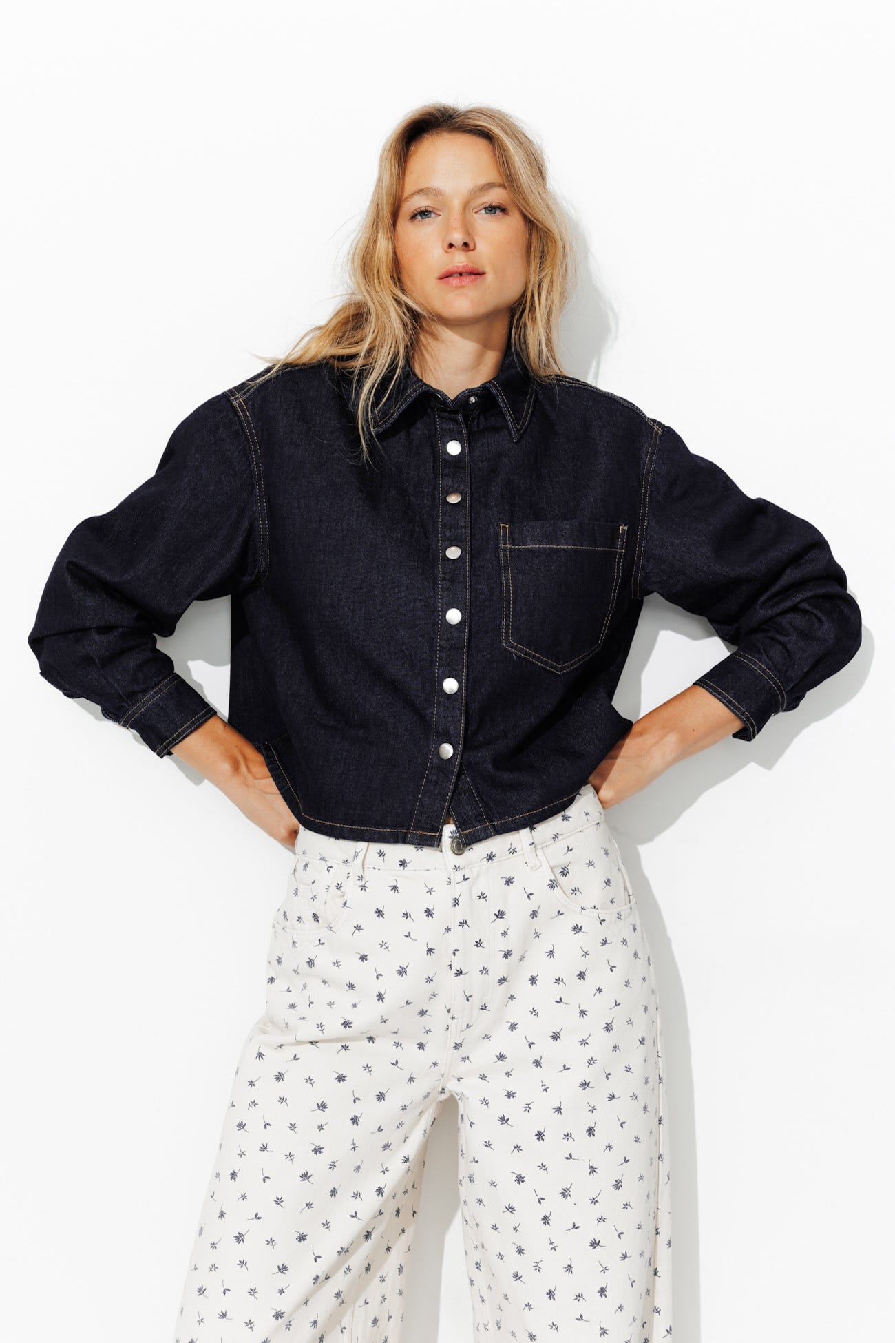 Short denim shirt