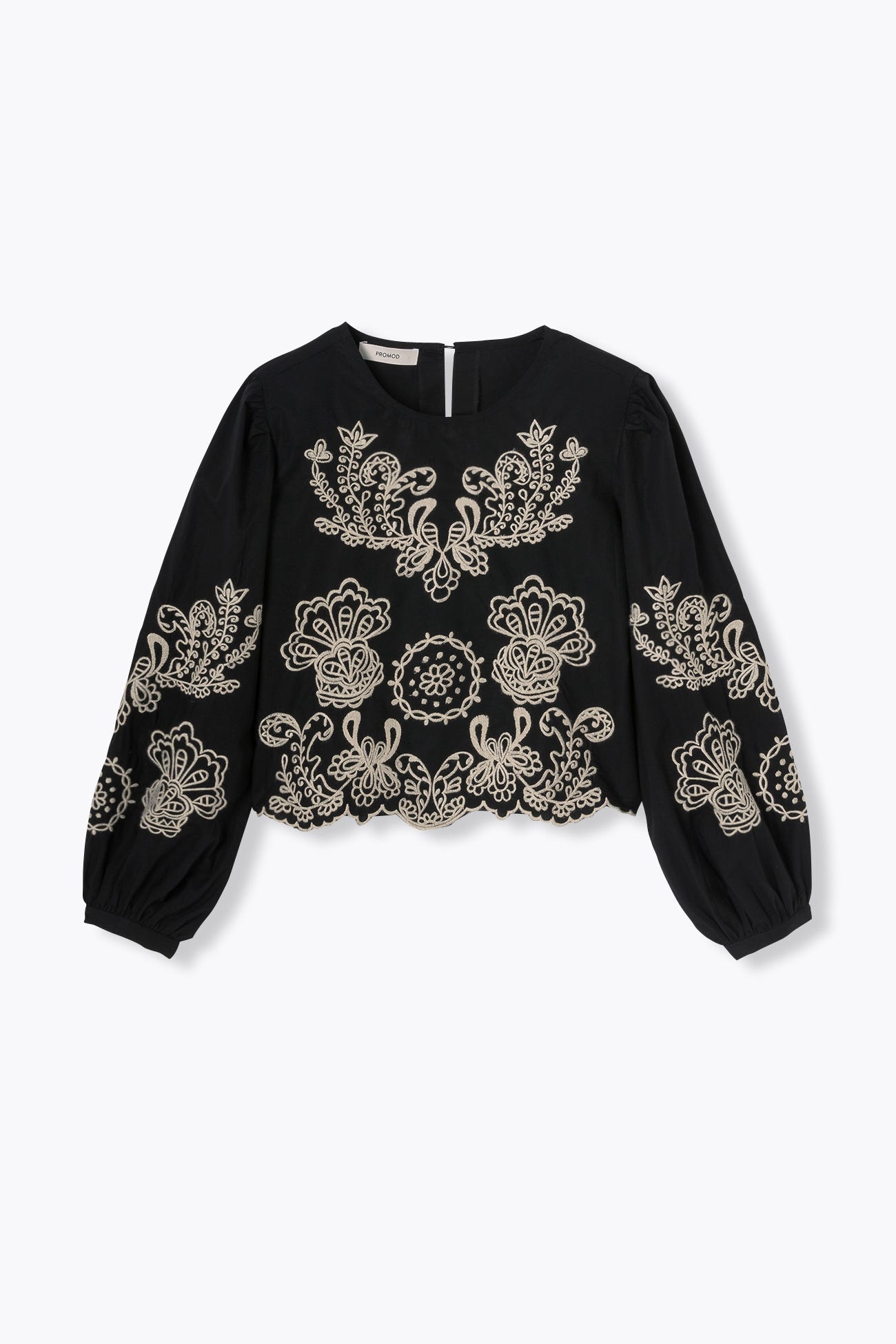 Blouse brodée courte Femme