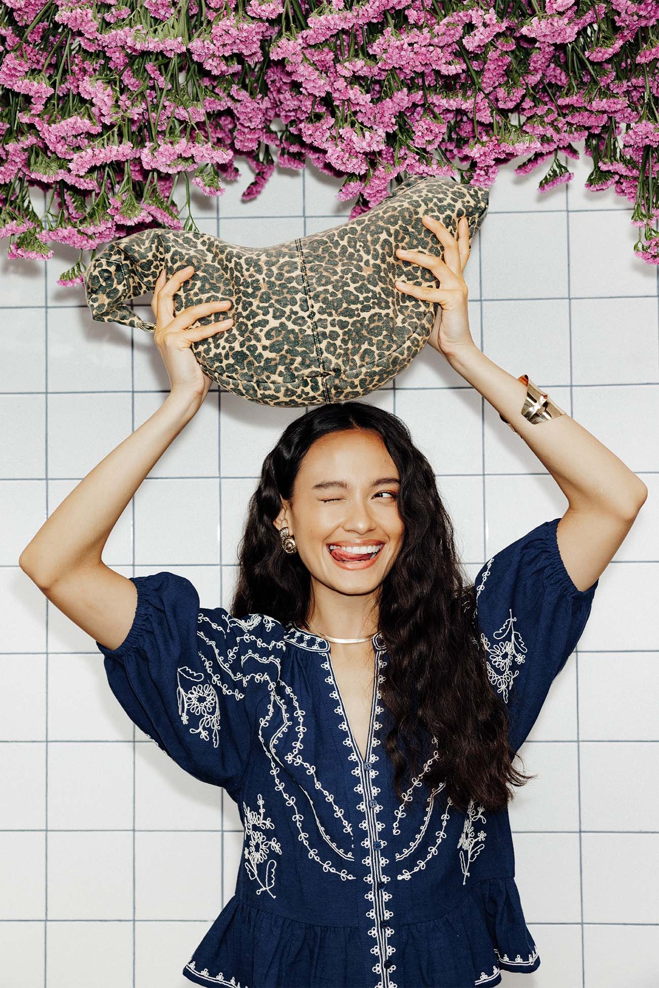 Leopard half-moon bag