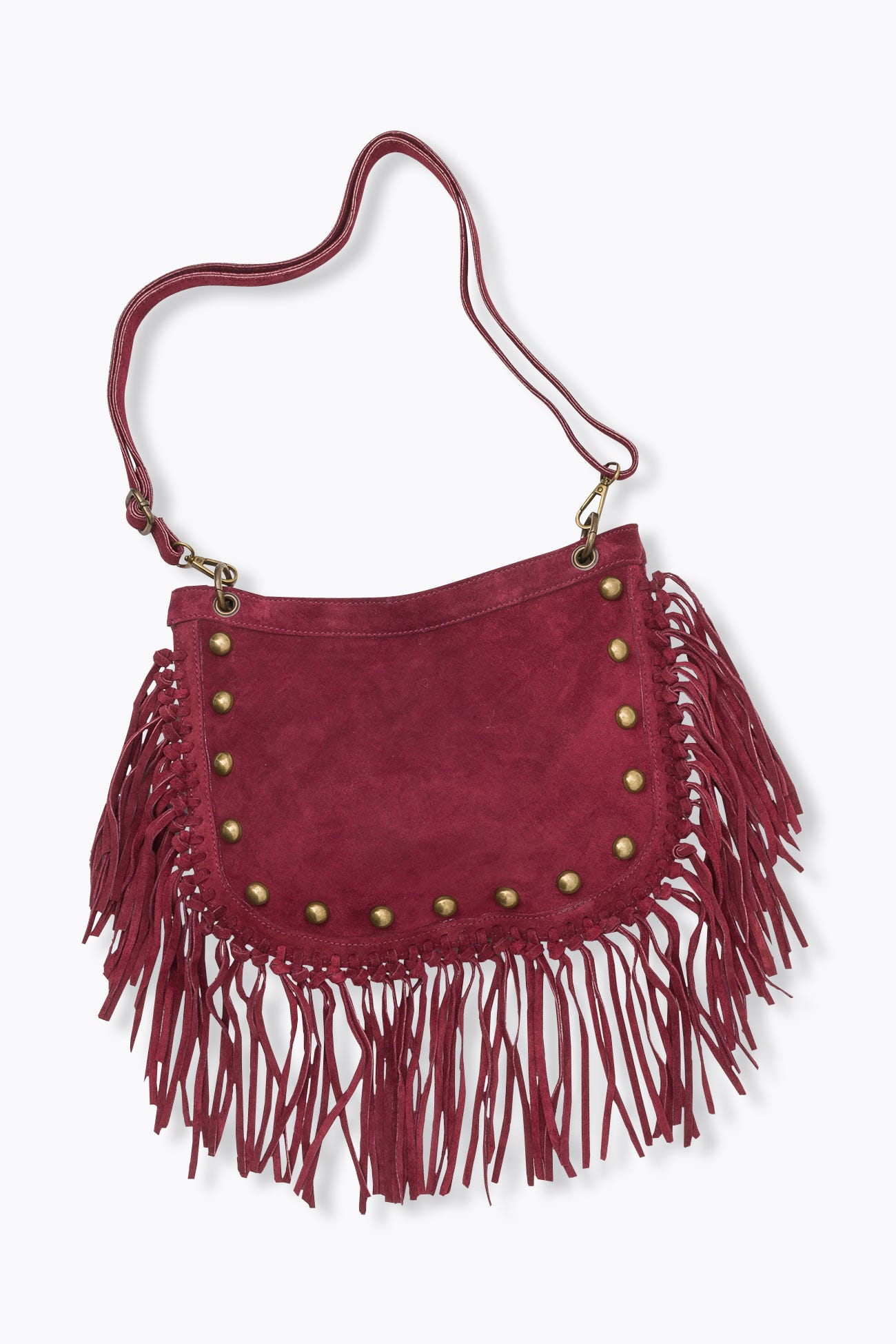 Borsa con frange in pelle