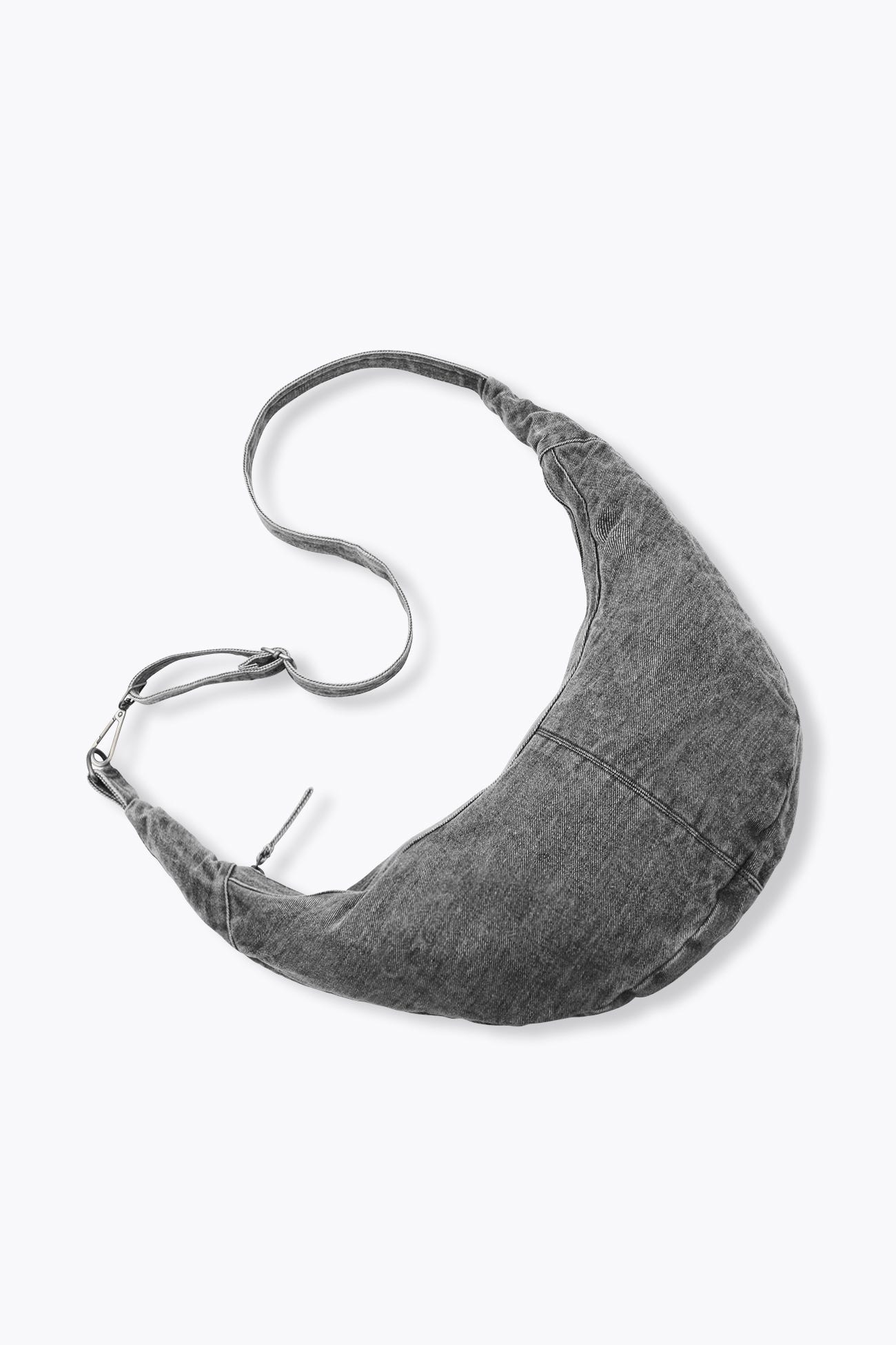 Faded canvas half-moon bag