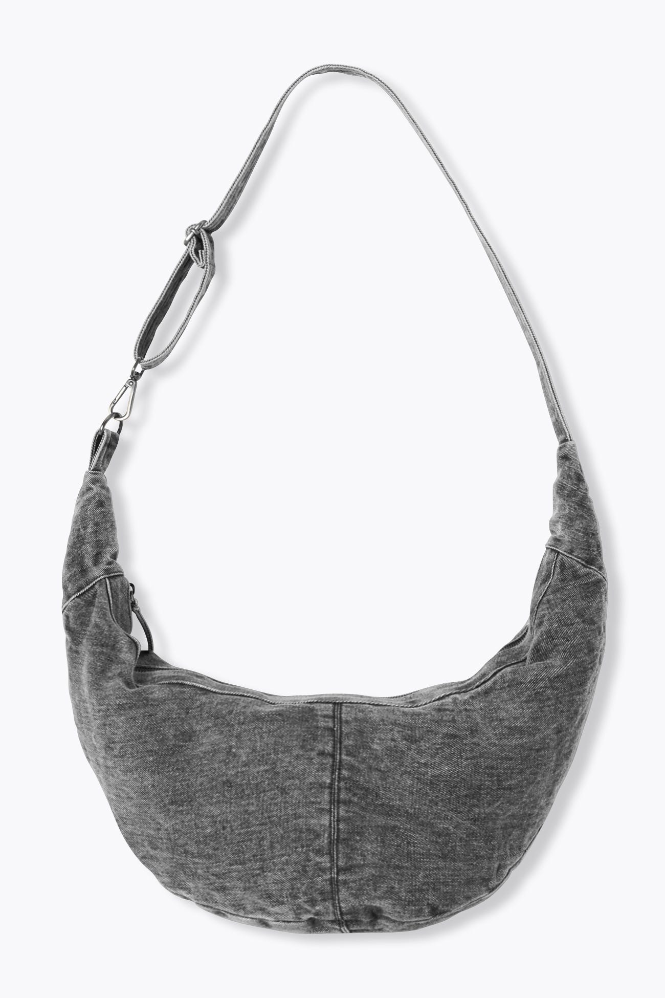 Faded canvas half-moon bag