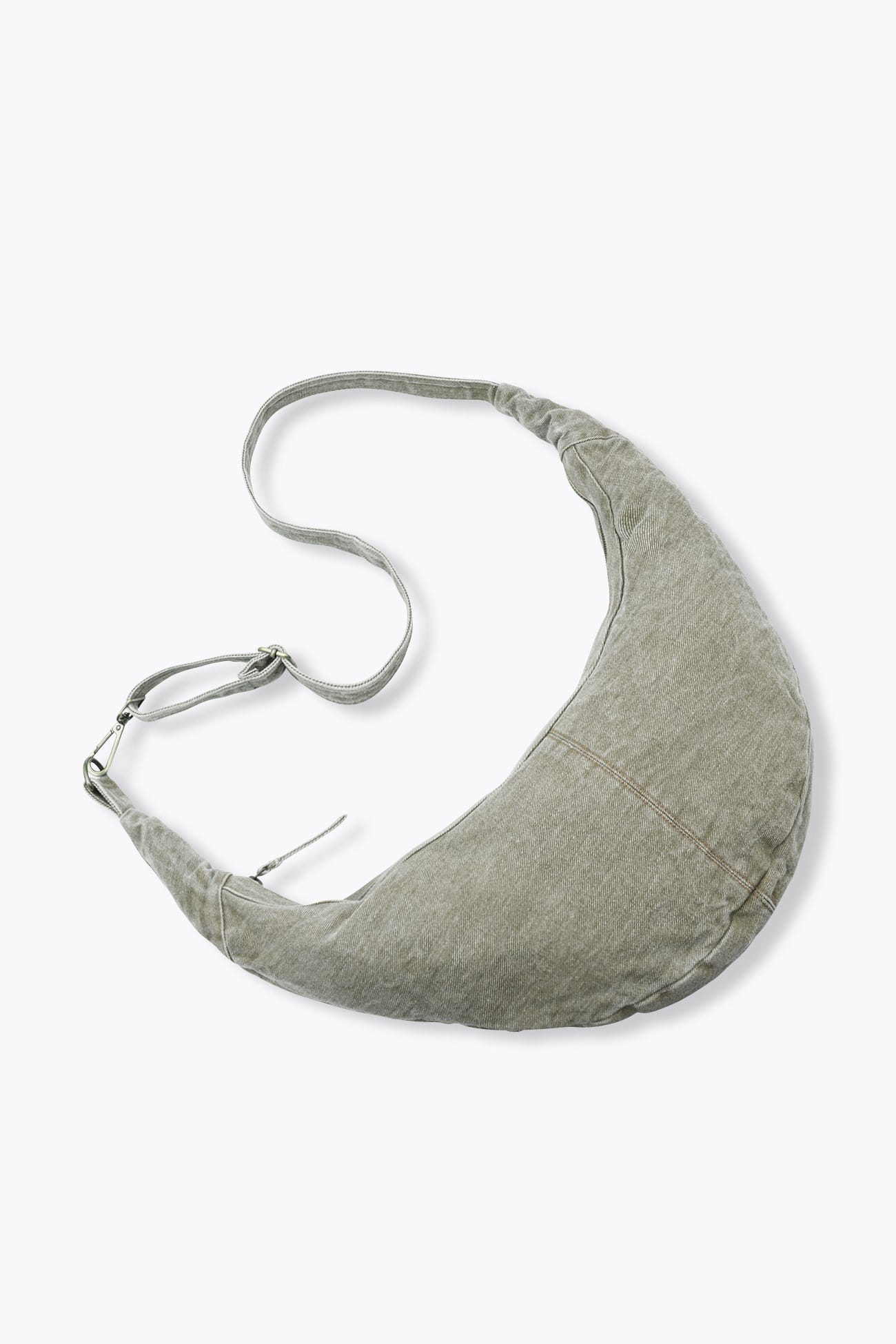 Faded canvas half-moon bag