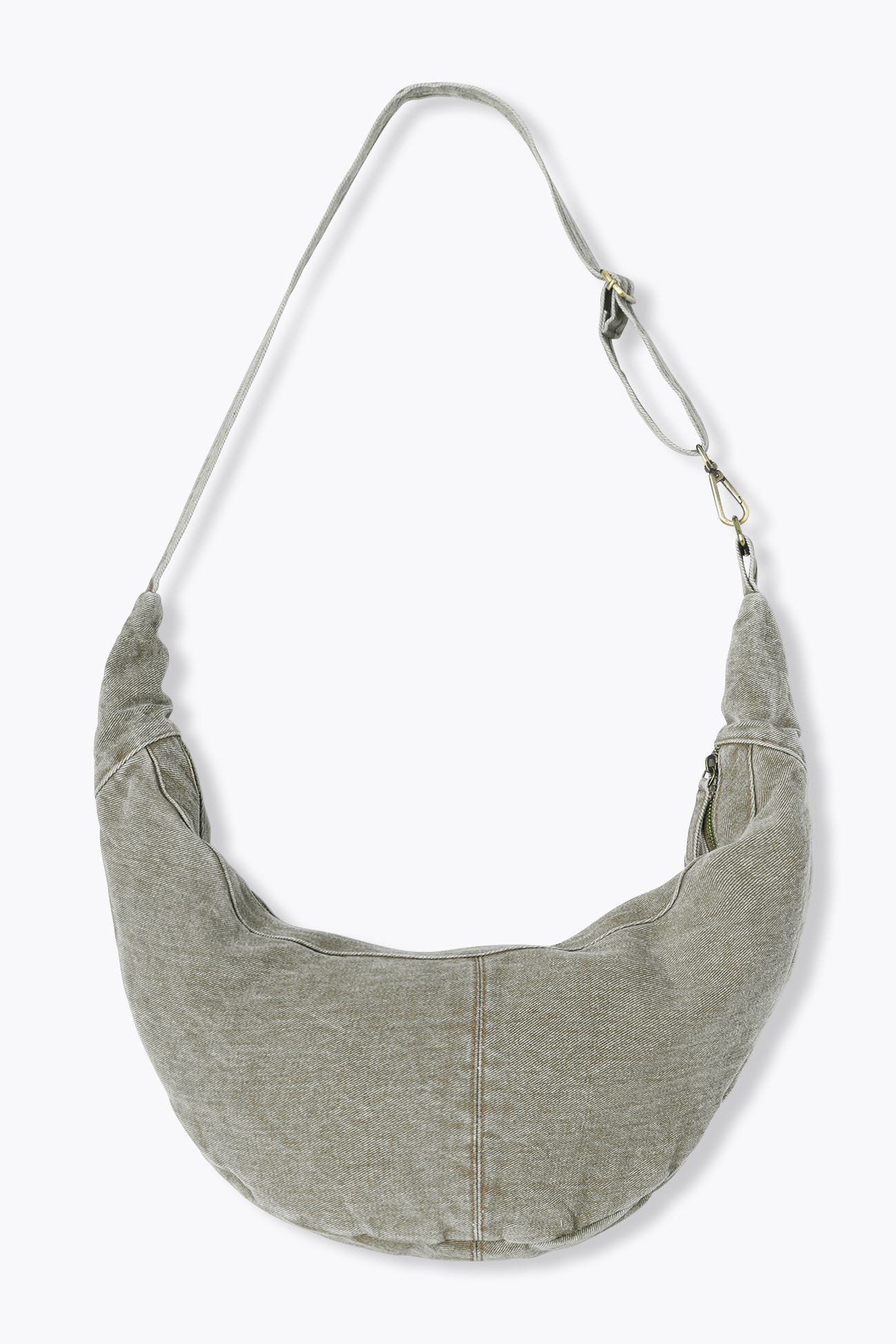 Faded canvas half-moon bag