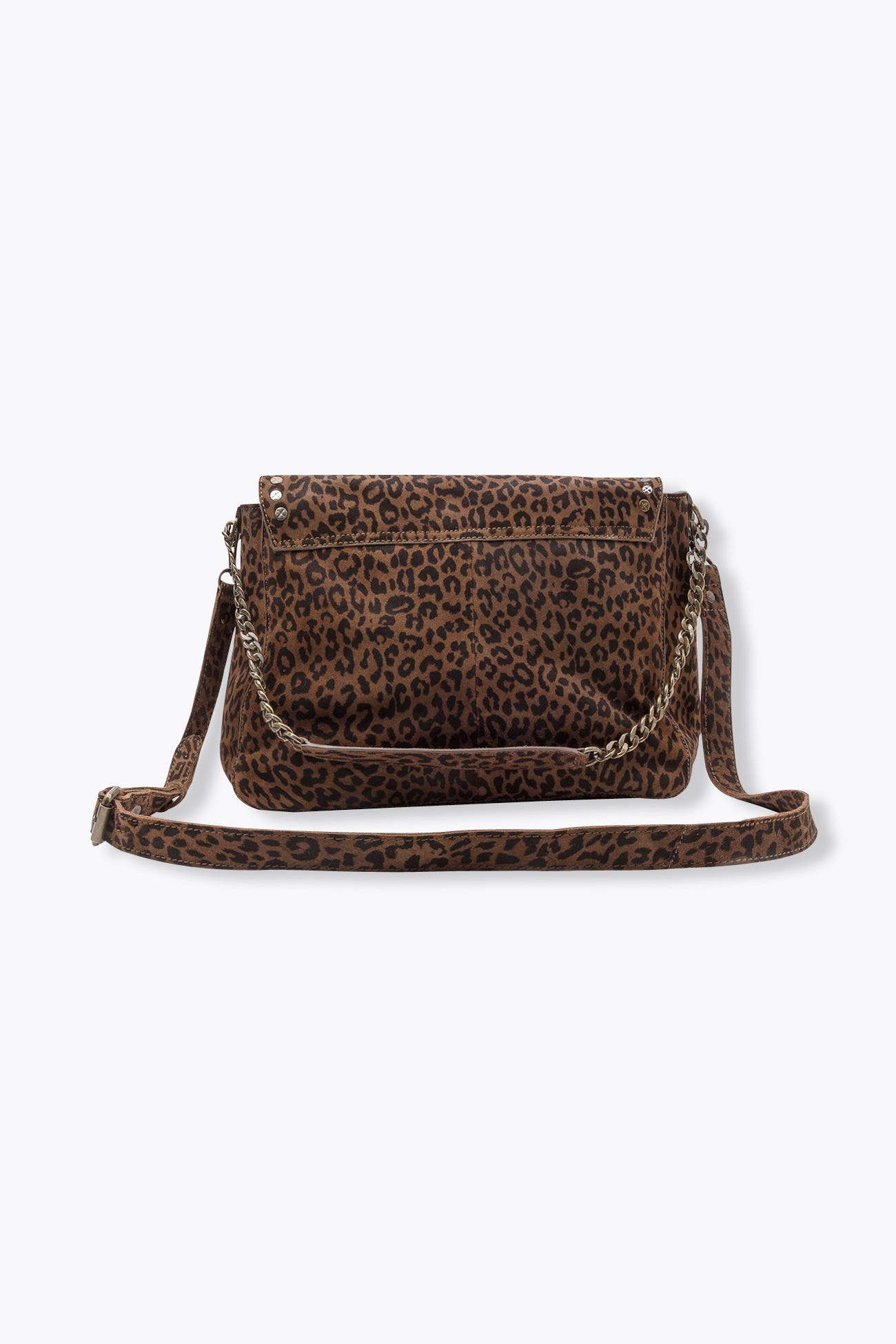 Suede leopard handbag