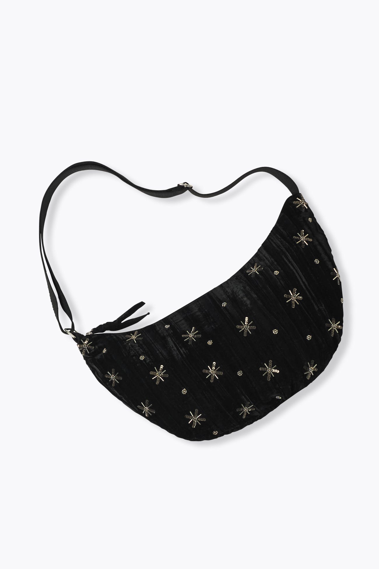 Borsa mezzaluna velluto perle