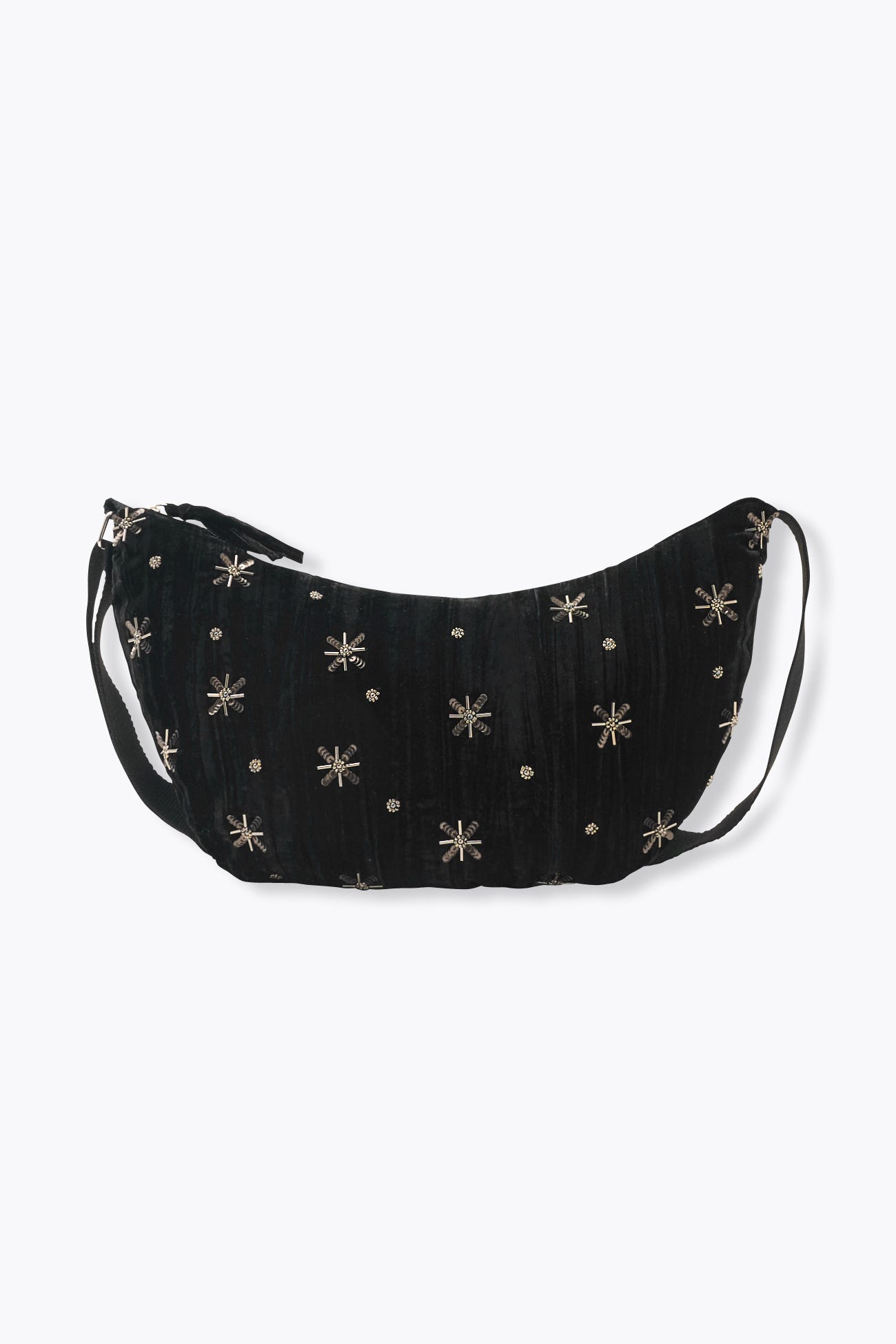 Borsa mezzaluna velluto perle