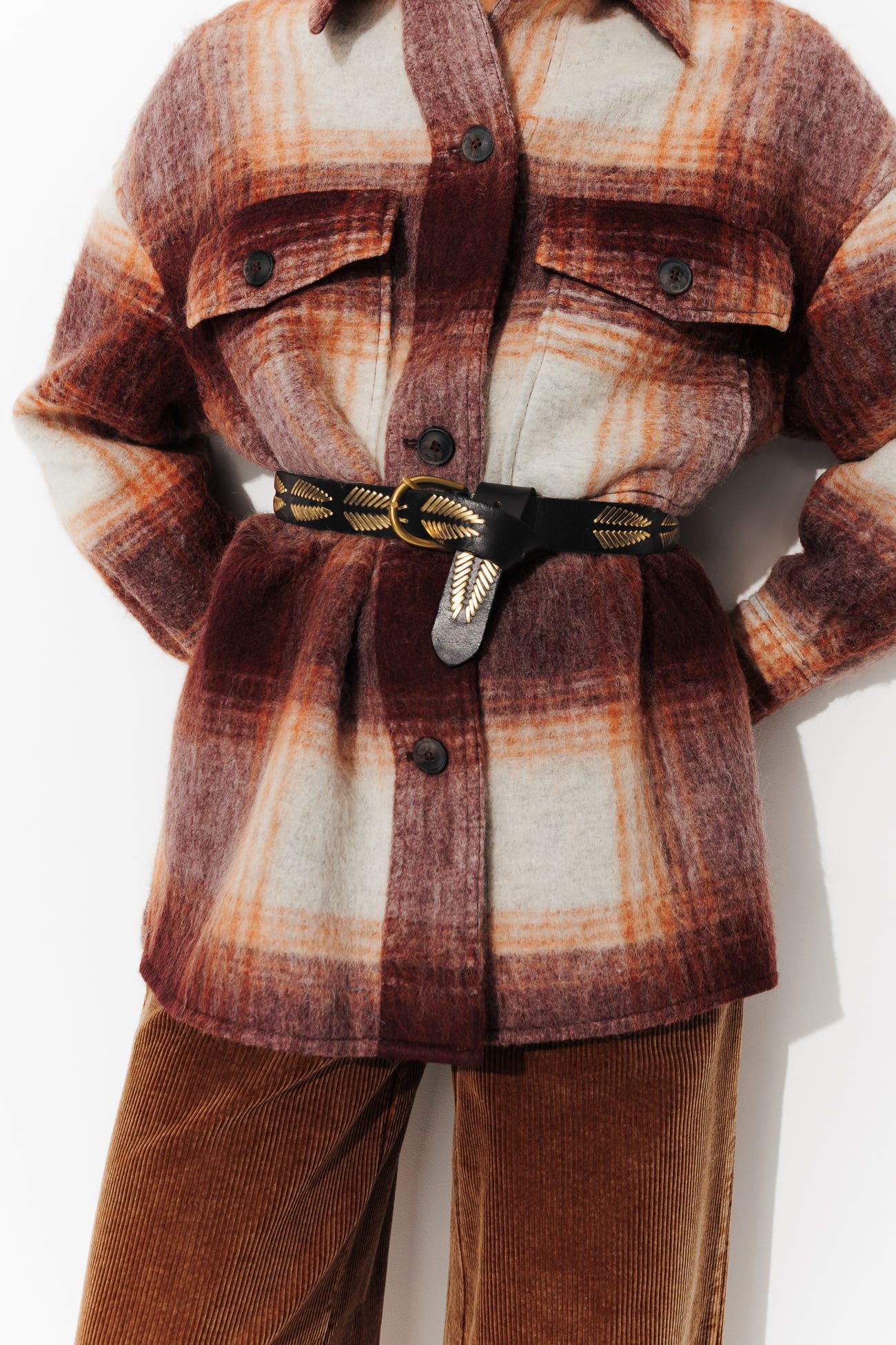 Ceinture brodée en cuir Femme
