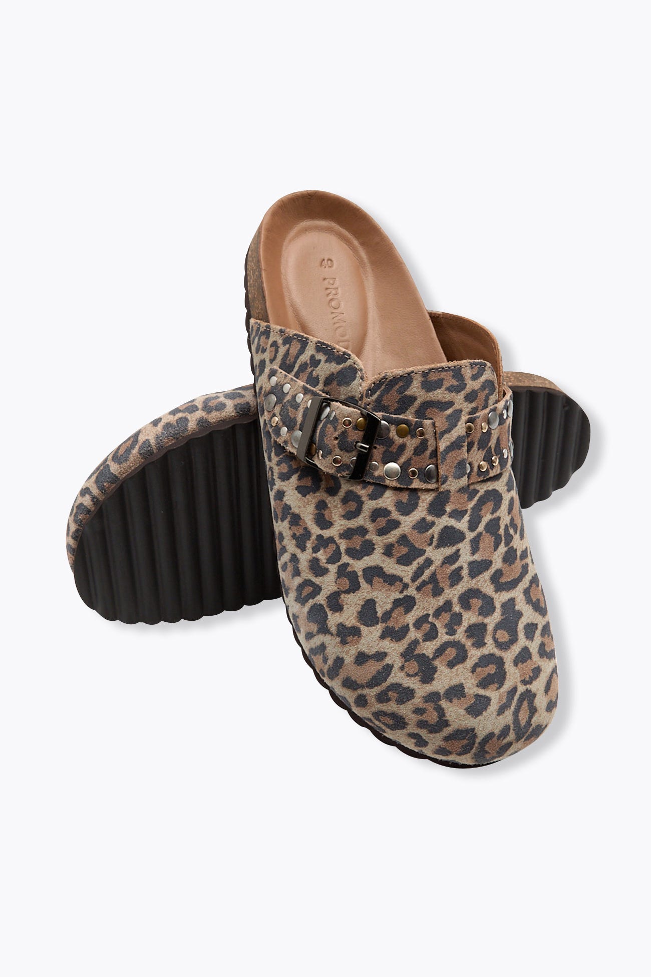Sabot léopard en cuir Femme