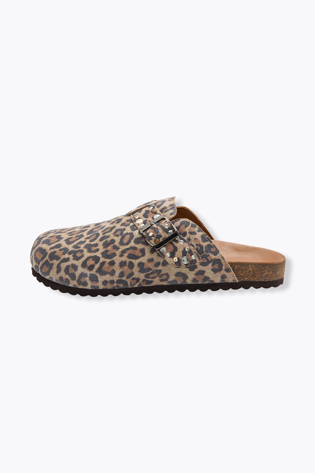 Sabot léopard en cuir Femme