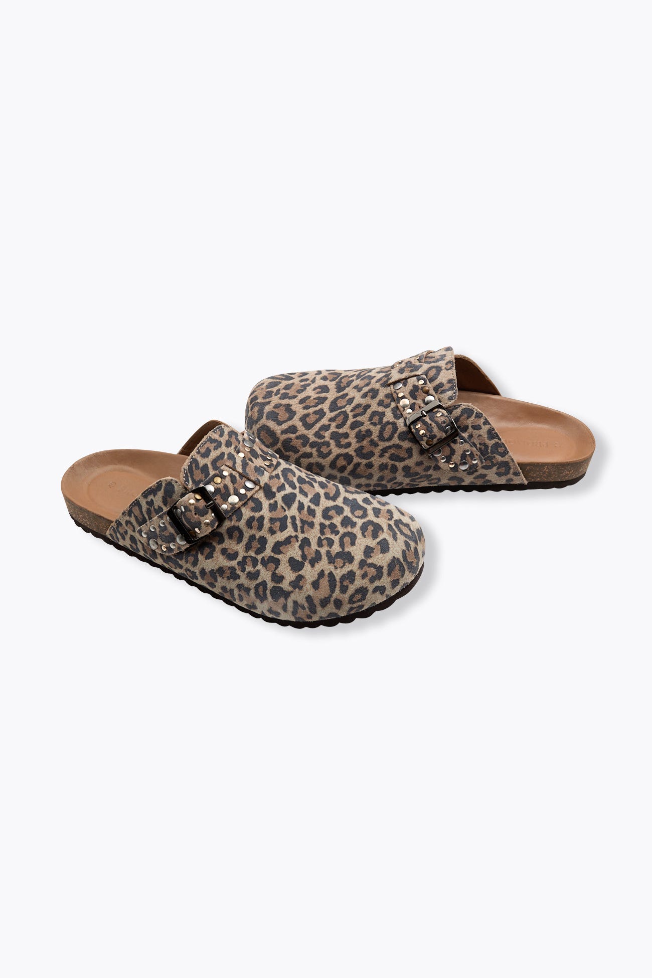 Sabot léopard en cuir Femme