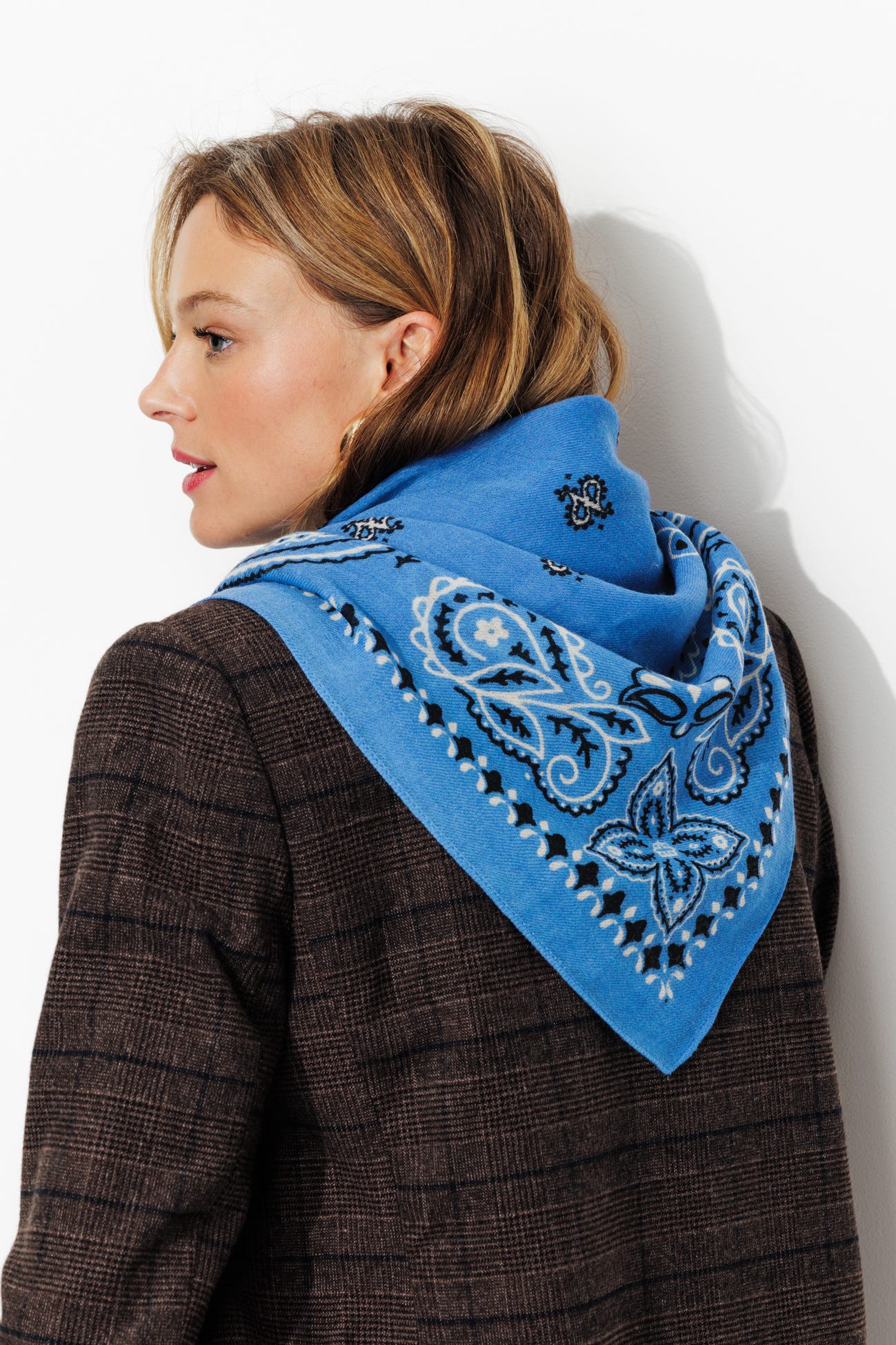 Grand foulard bandana en laine