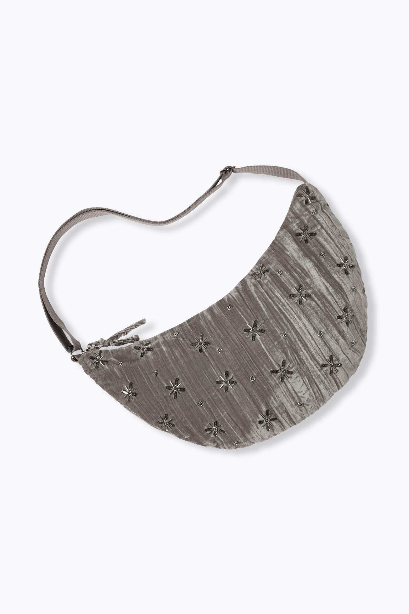 Borsa mezzaluna velluto perle