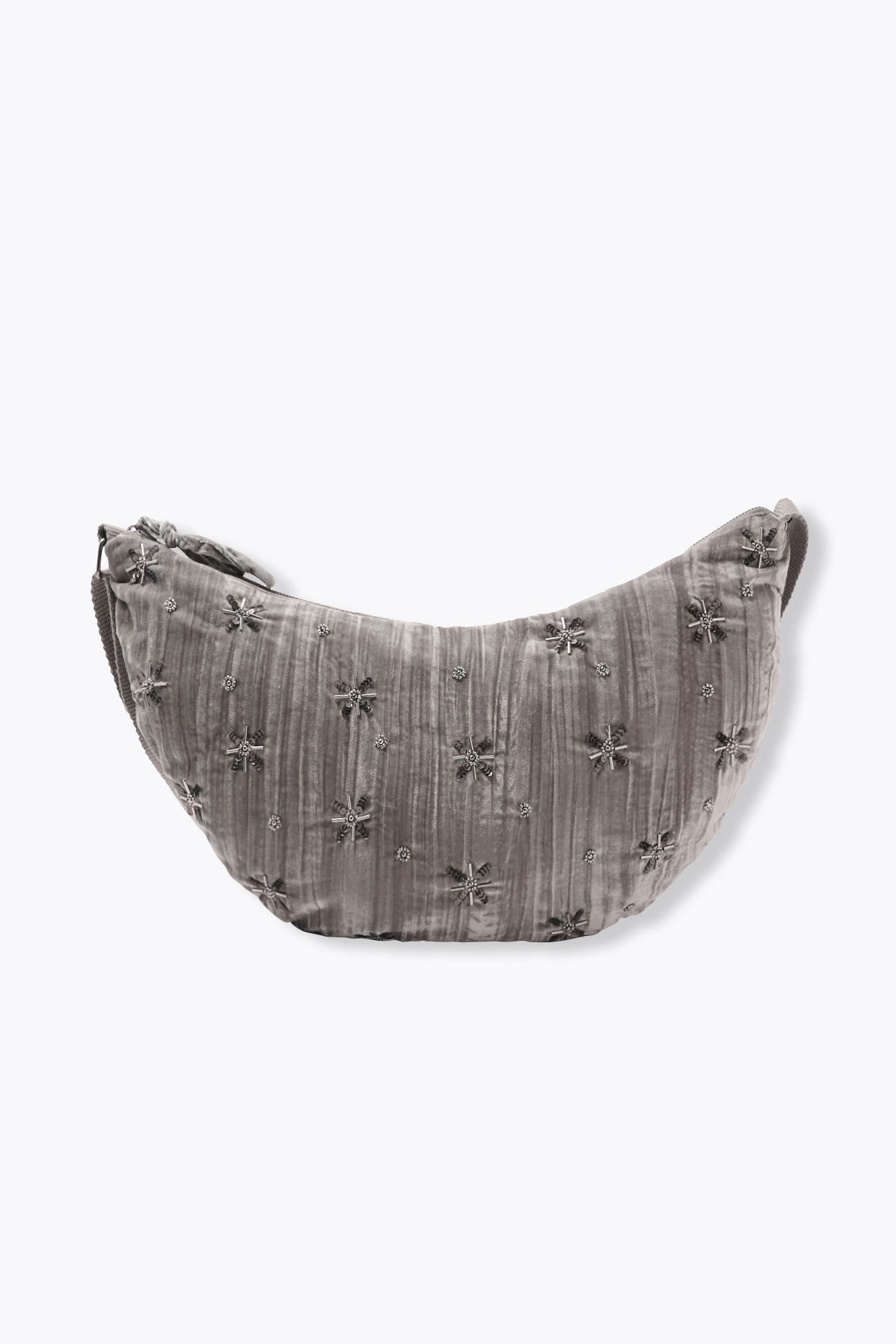 Borsa mezzaluna velluto perle