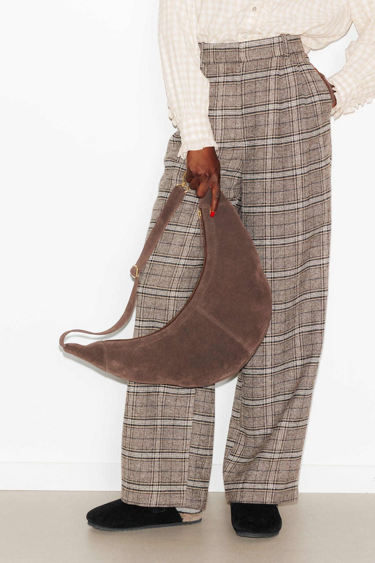 Croissant bag in pelle