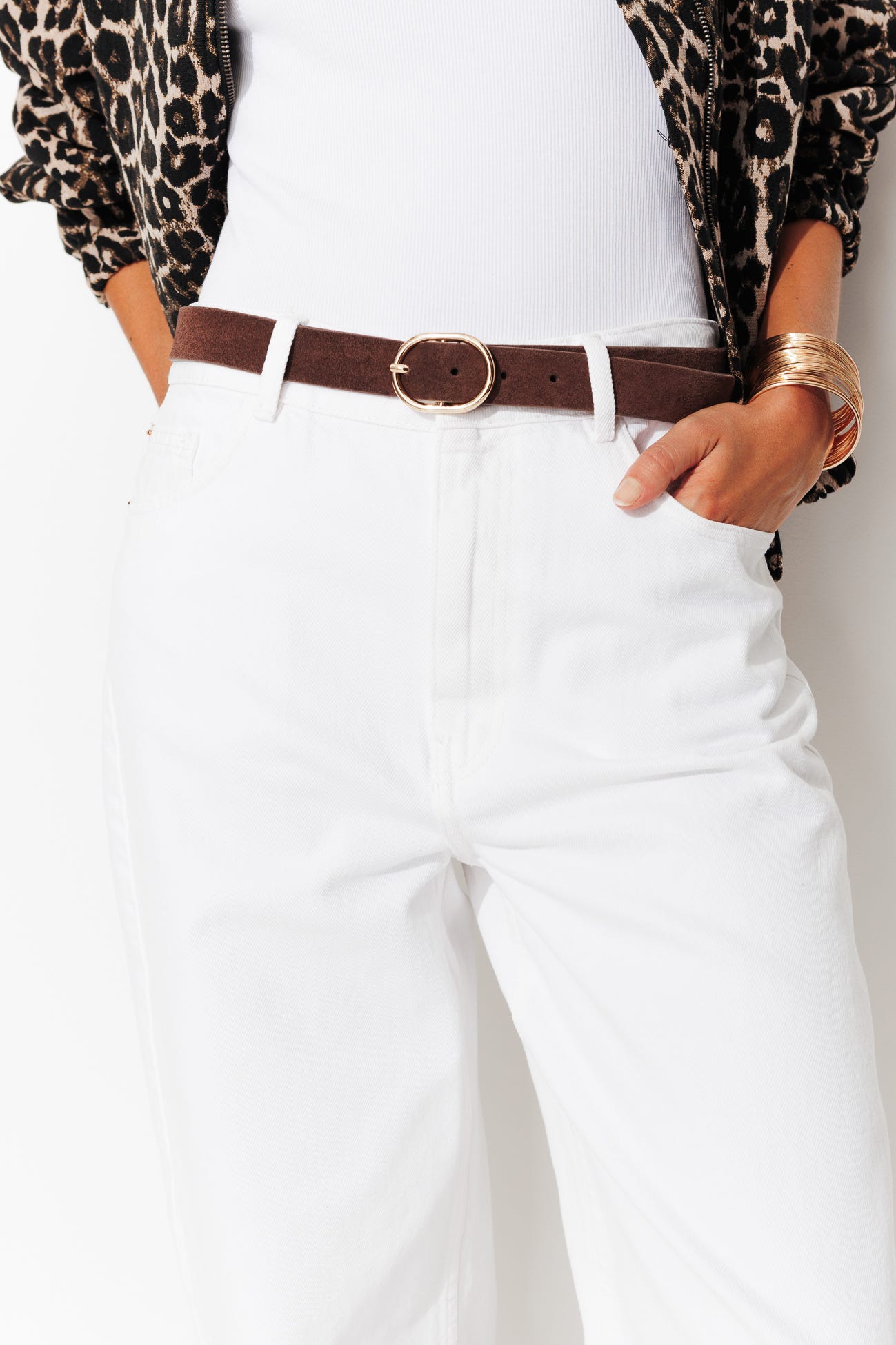 Suede leather belt