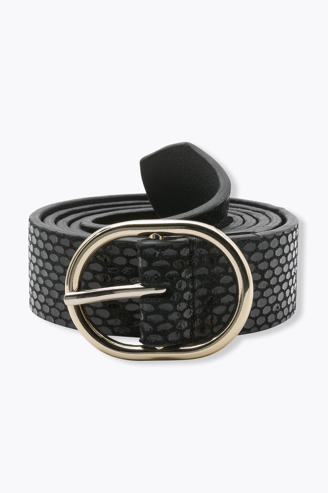Leather faux-reptilian belt