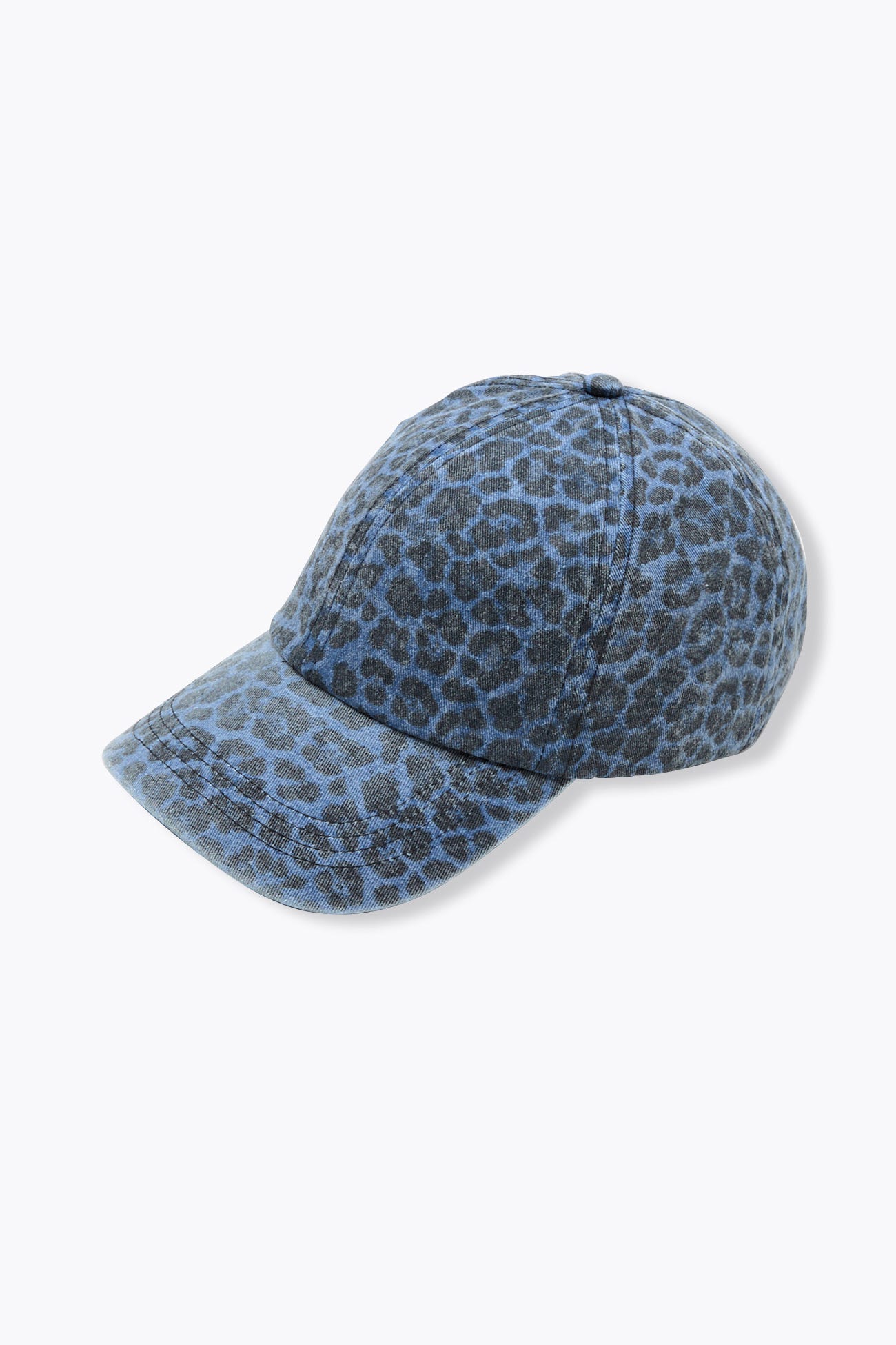 Denim leopard baseball cap
