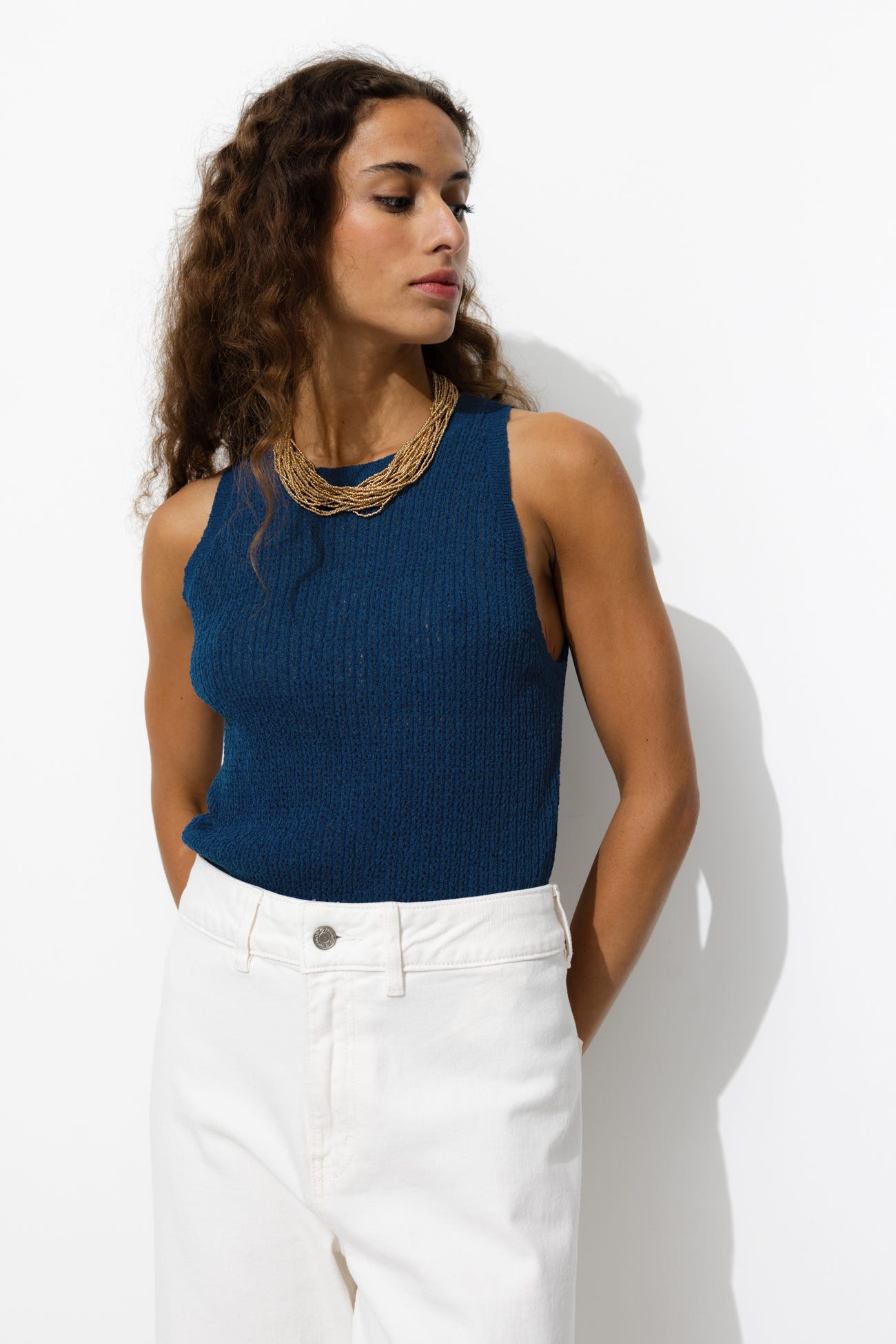 Pull-débardeur maille ajourée