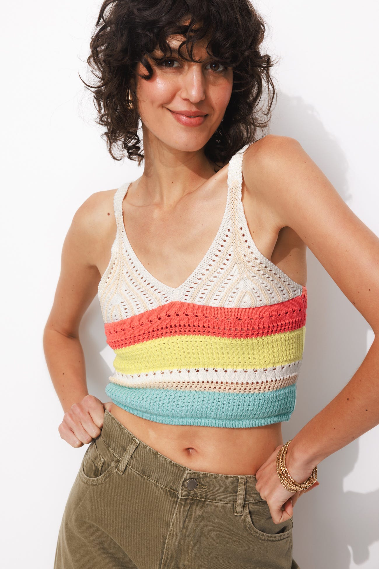 Crop top crochet a righe