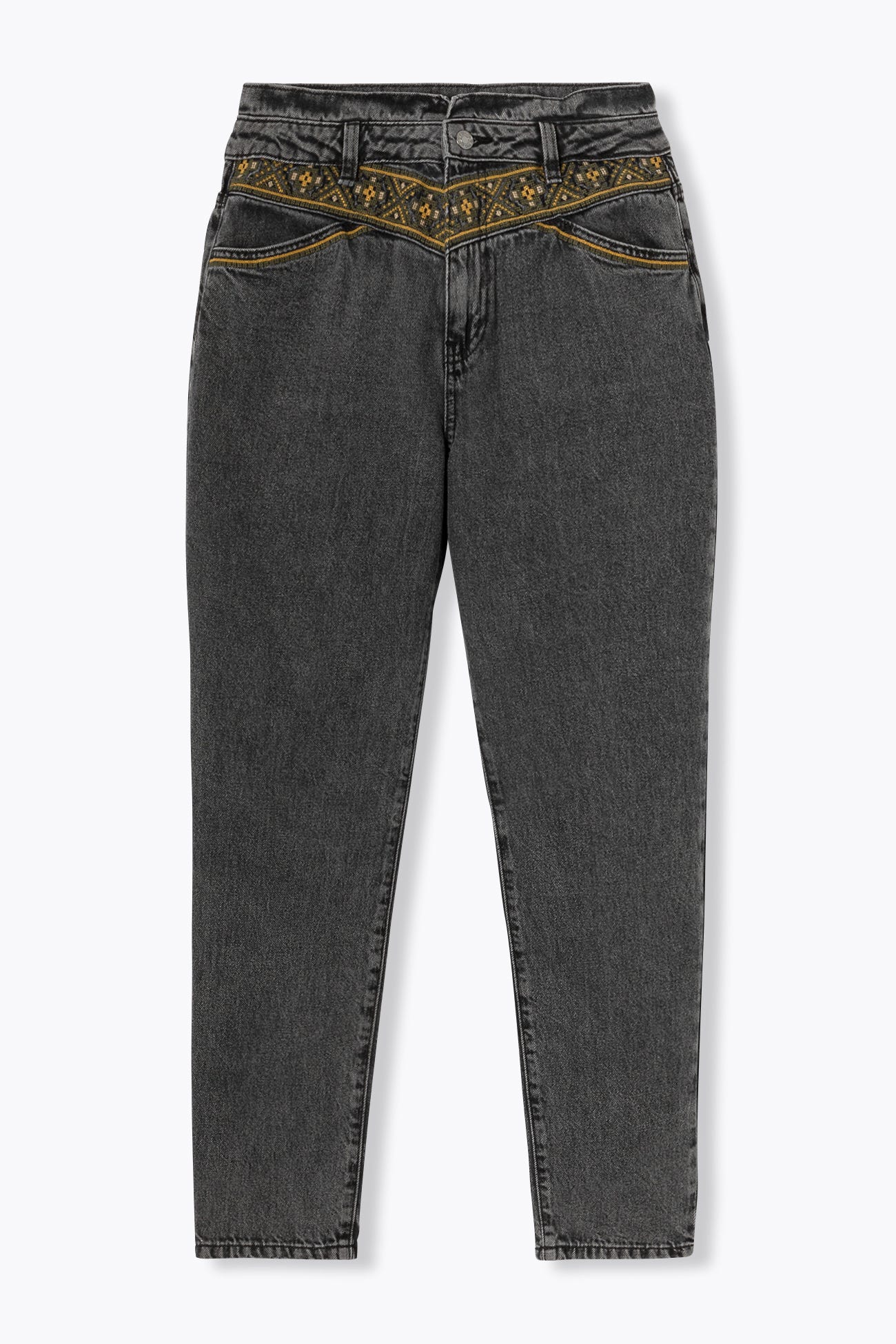 MARCEL haftowane jeansy mom