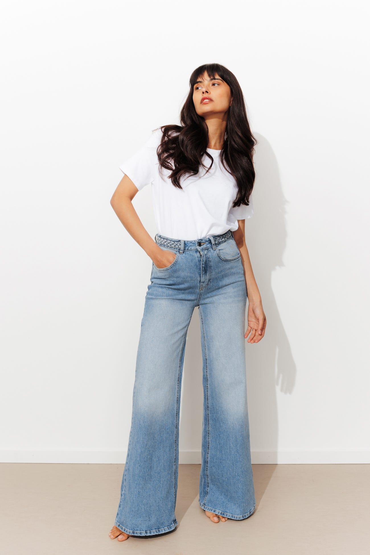 Jean flare tiro alto