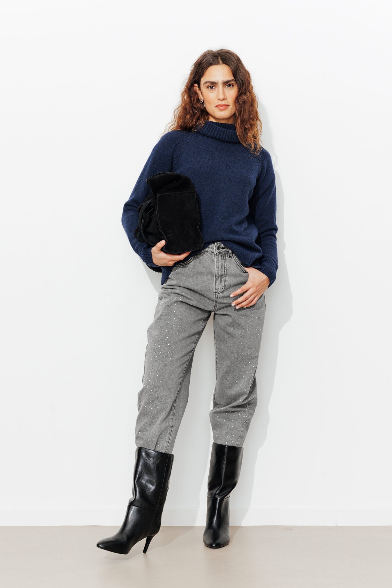 Jean balloon strassé Femme