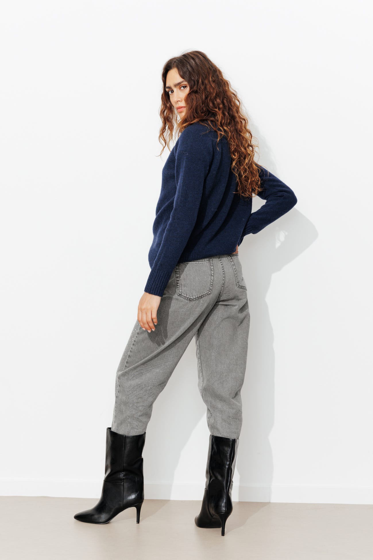 Jean balloon strassé Femme