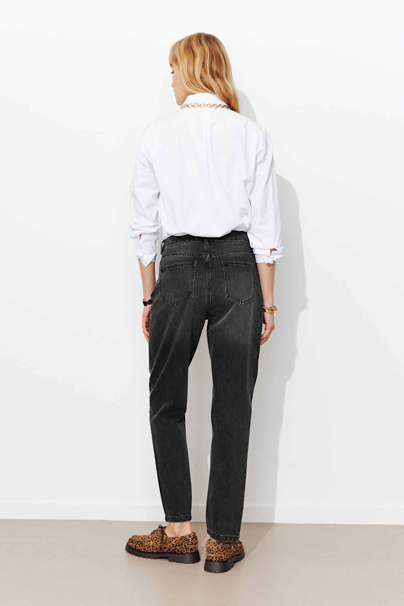 Jean slim strass taille haute