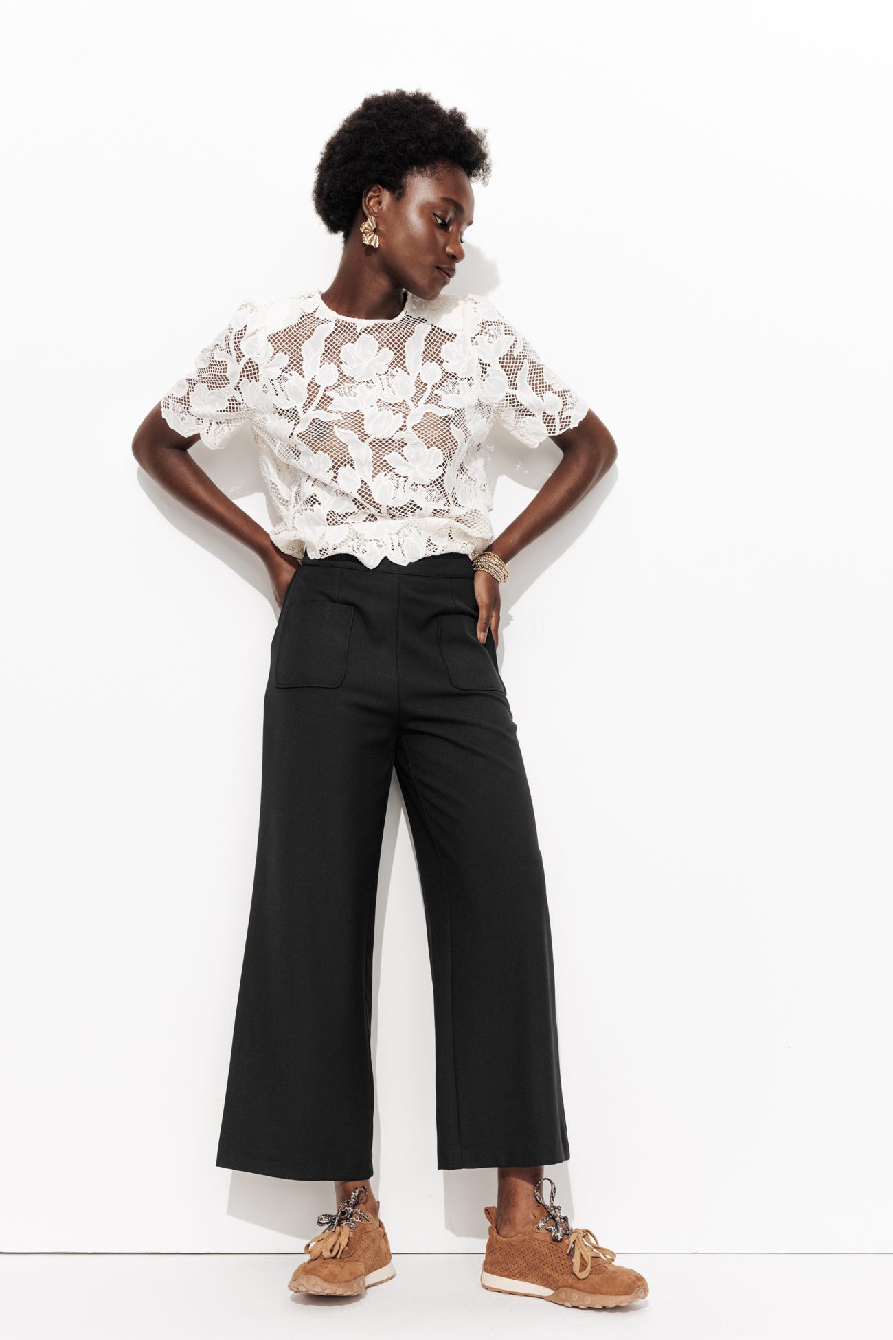 Pantalon large et court Femme