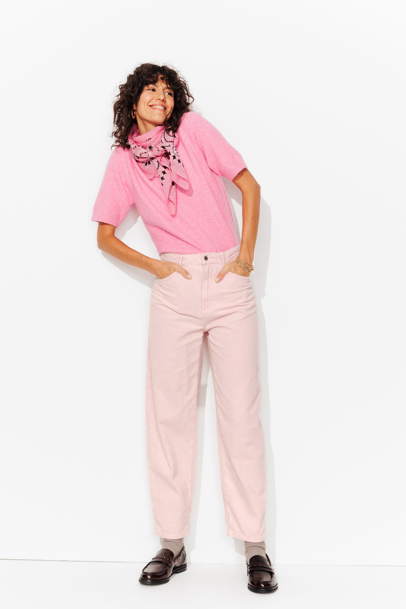 Pantalon barrel en velours