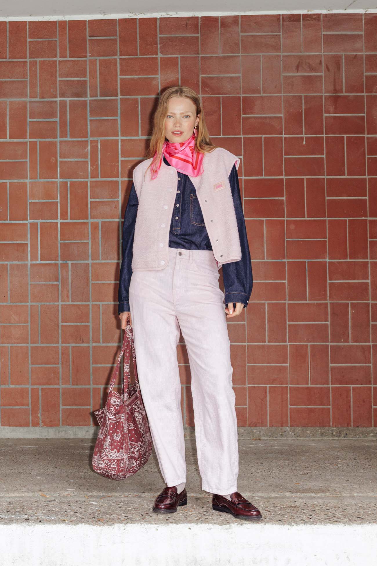 Pantalon barrel en velours