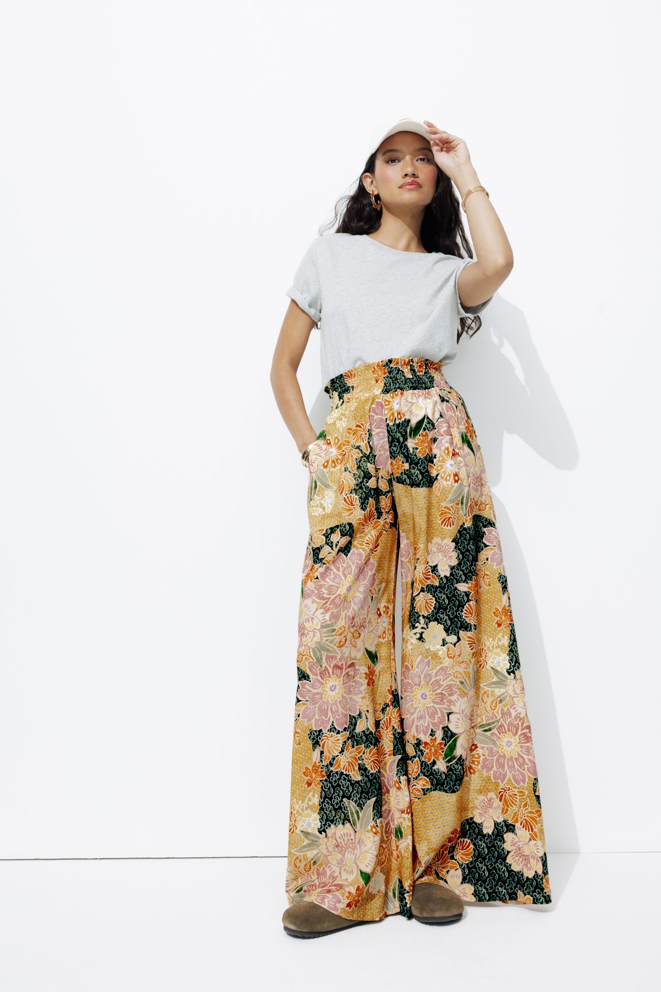 Pantalon large imprimé Femme