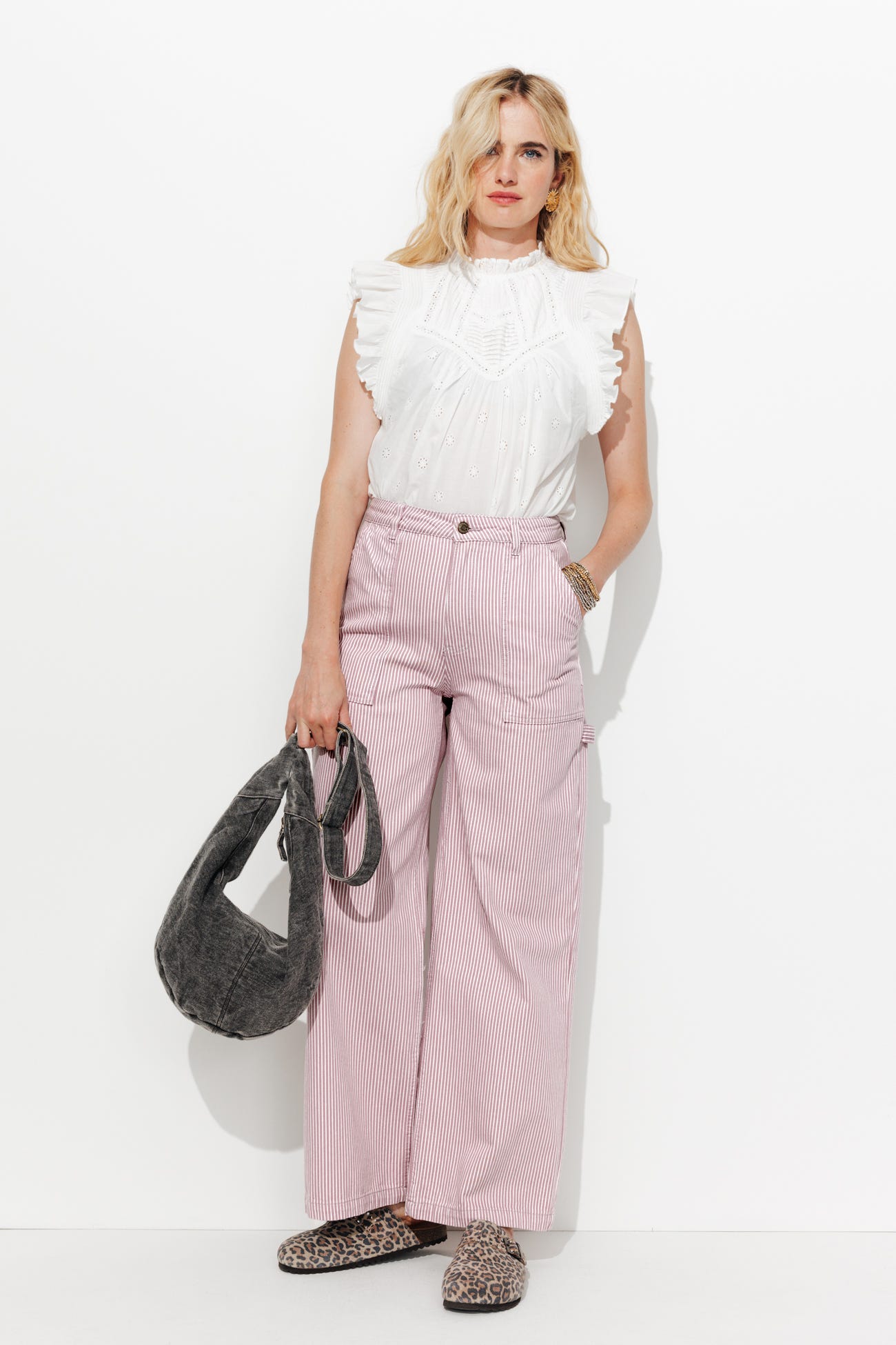 Pantalon charpentier rayé