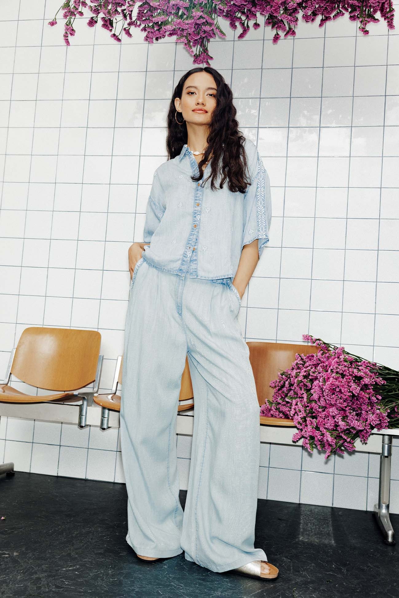 Pantalon large en lyocell