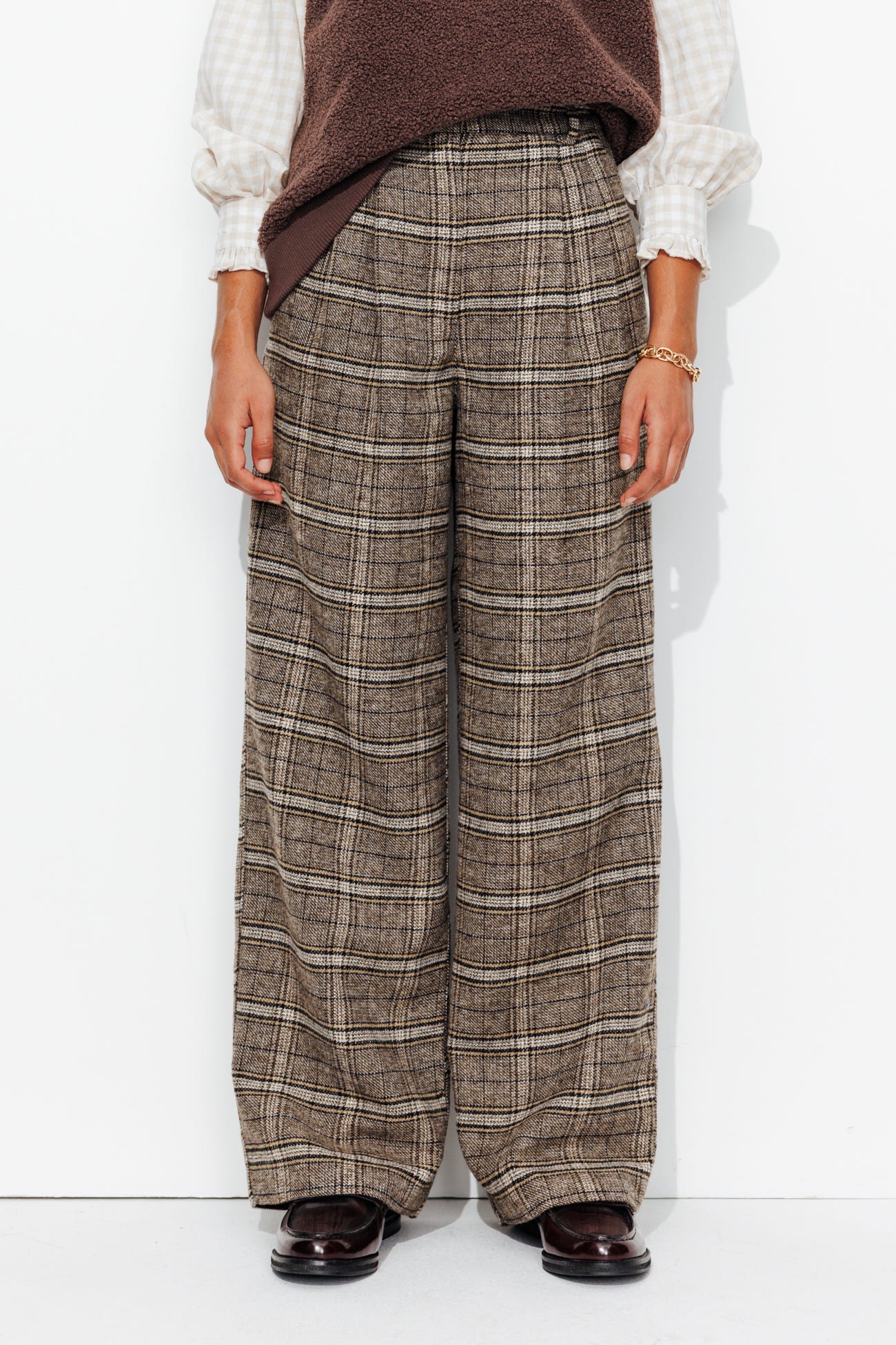 Pantalon large à carreaux
