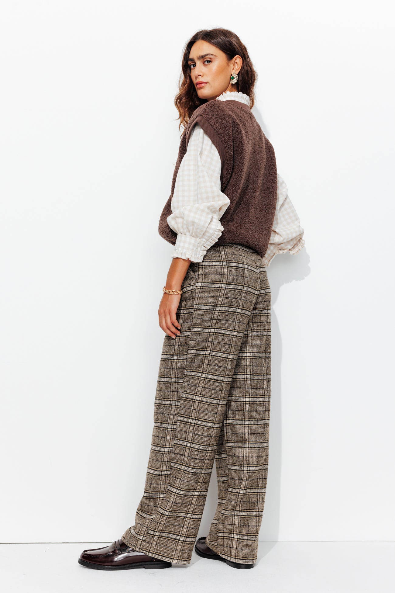 Pantalon large à carreaux