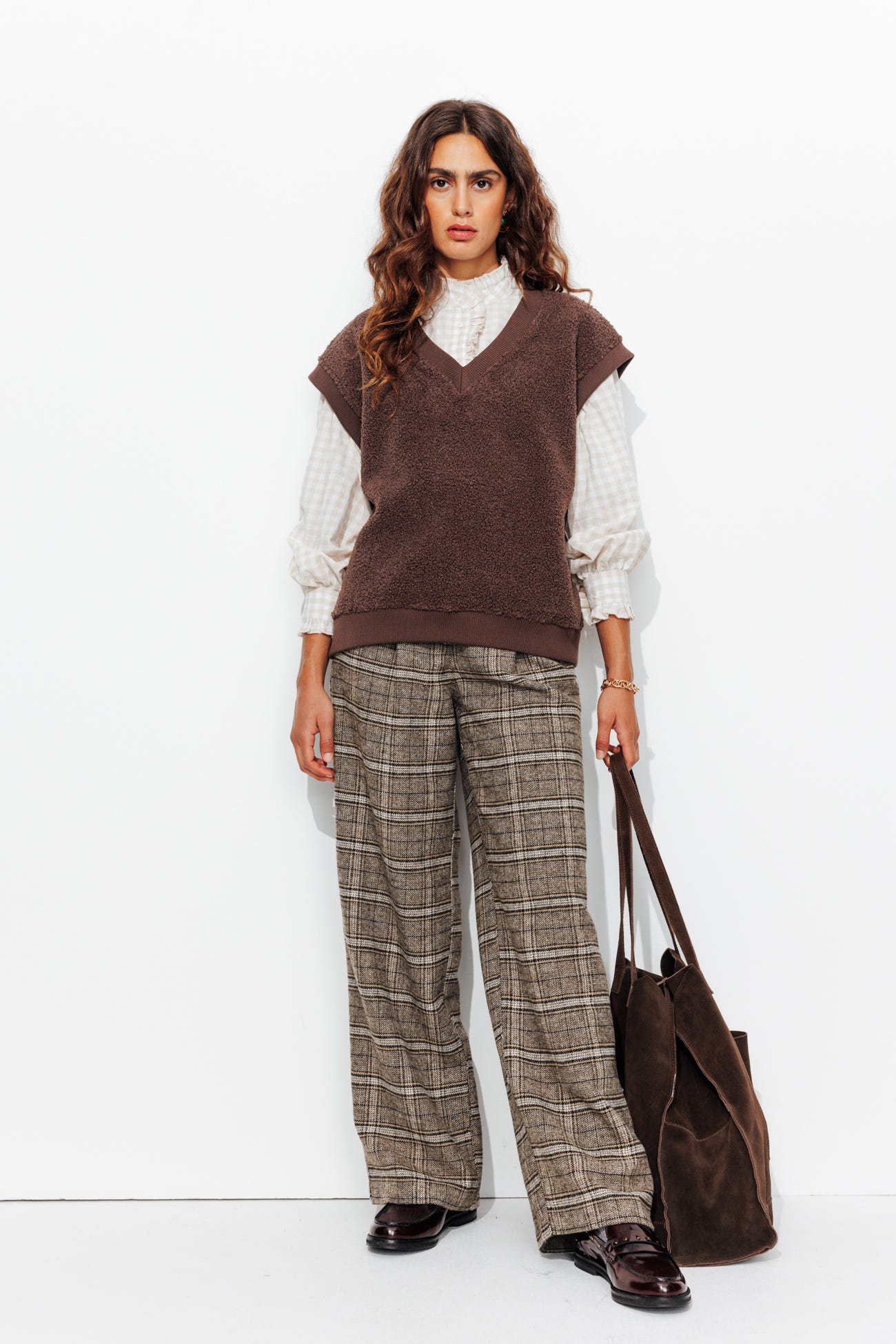 Pantalon large à carreaux