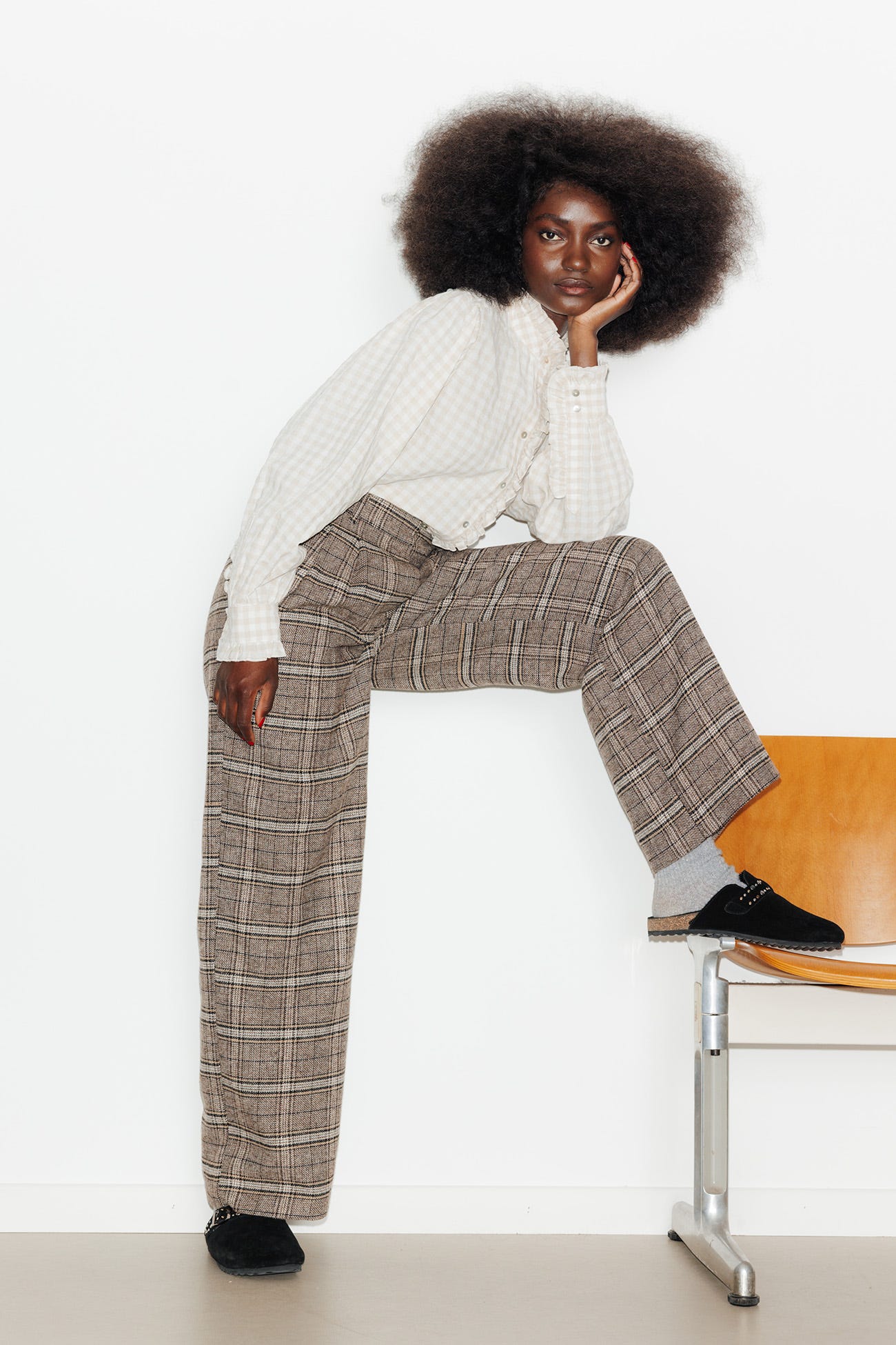 Pantalon large à carreaux