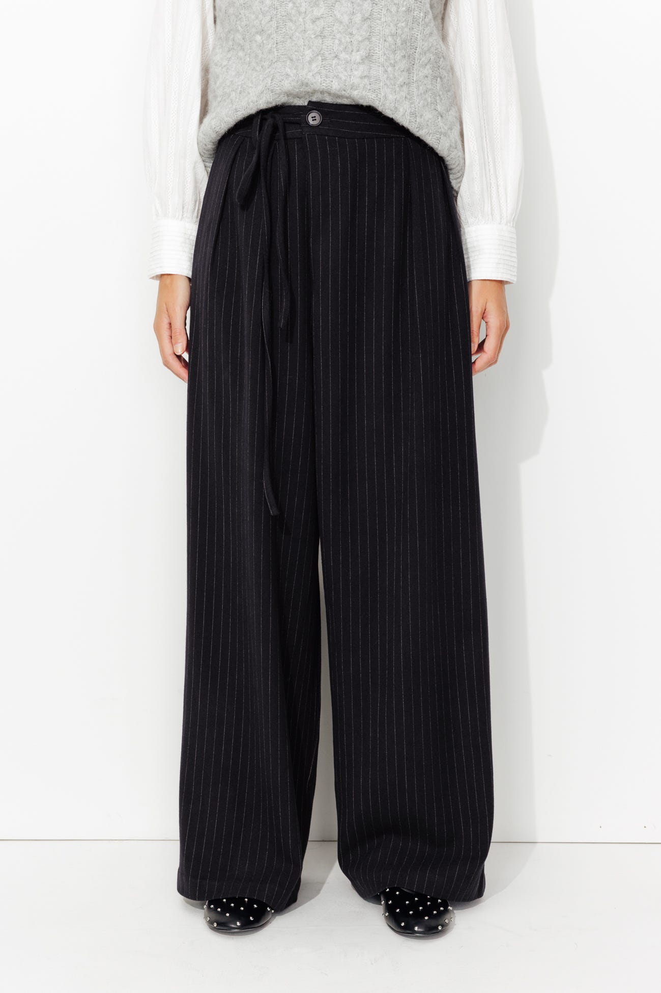 Pantalon très large rayé Femme
