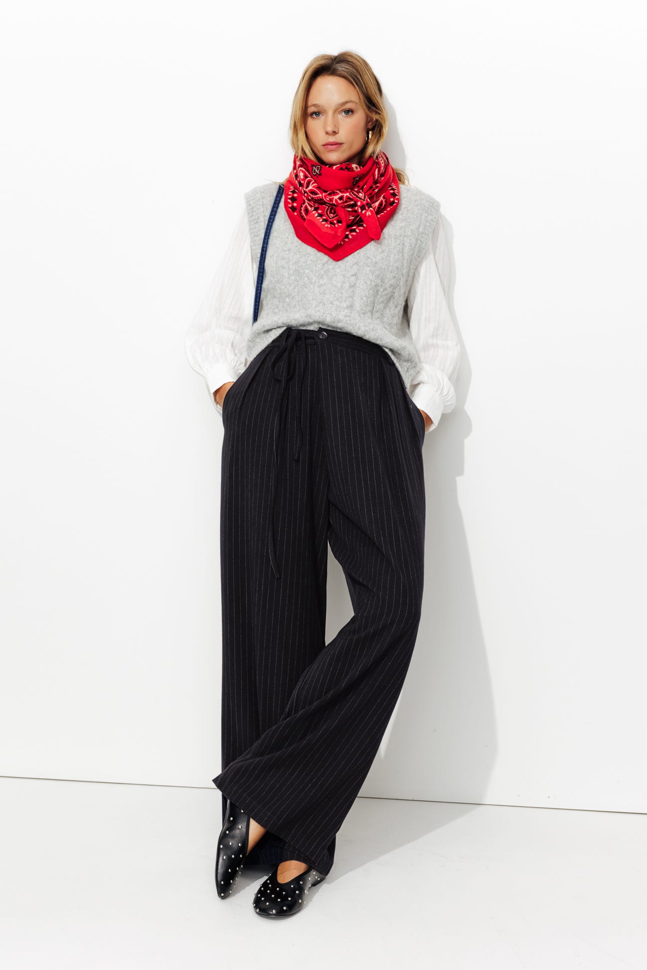 Pantalon très large rayé Femme