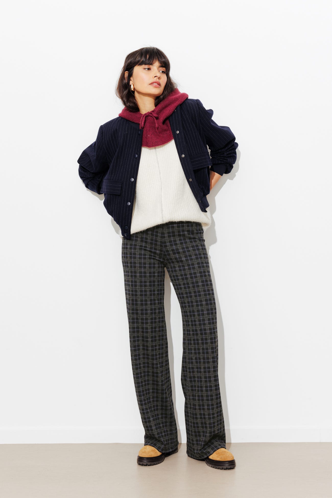 Karierte Hose aus Milanojersey