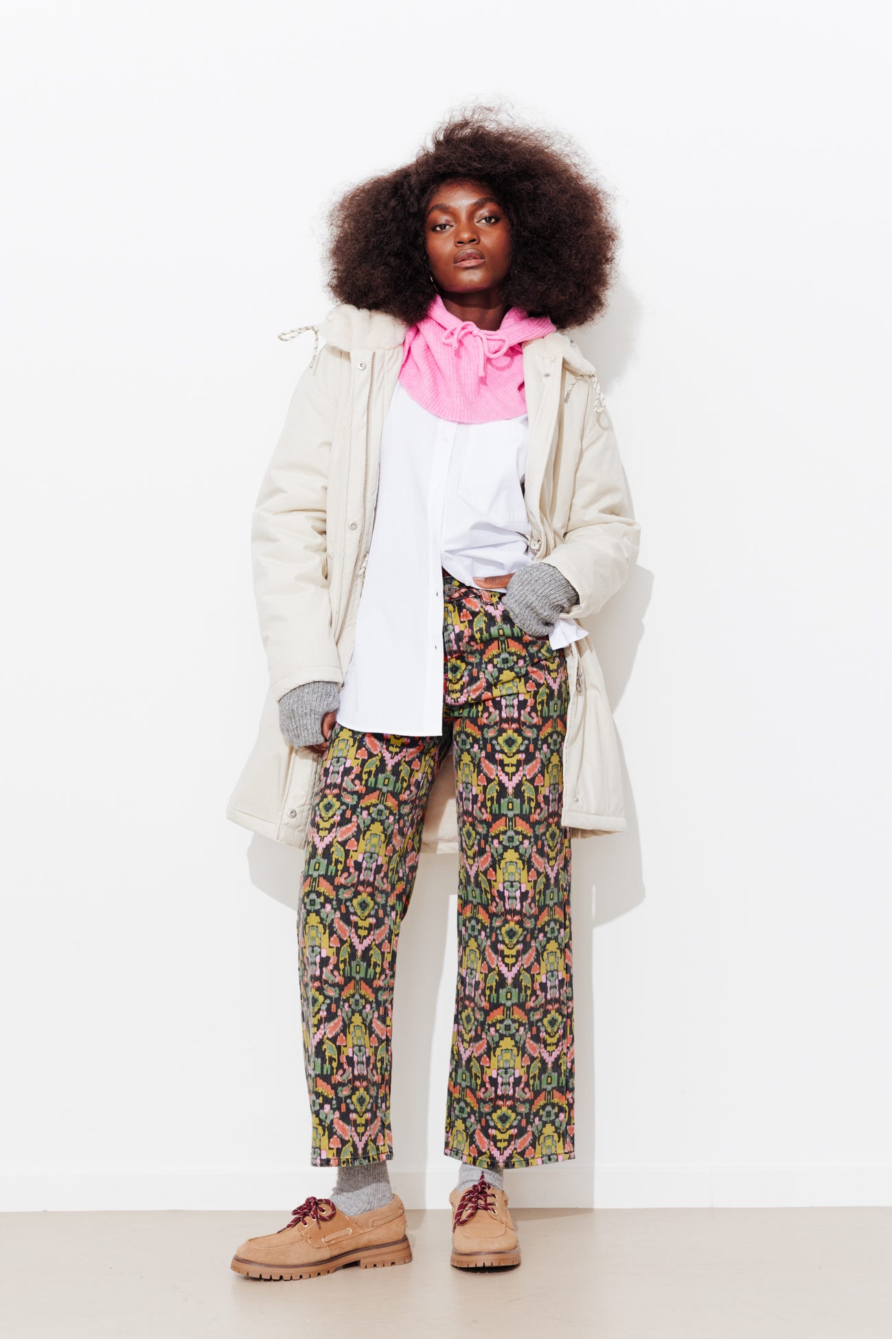 Pantalon en toile motif ikat