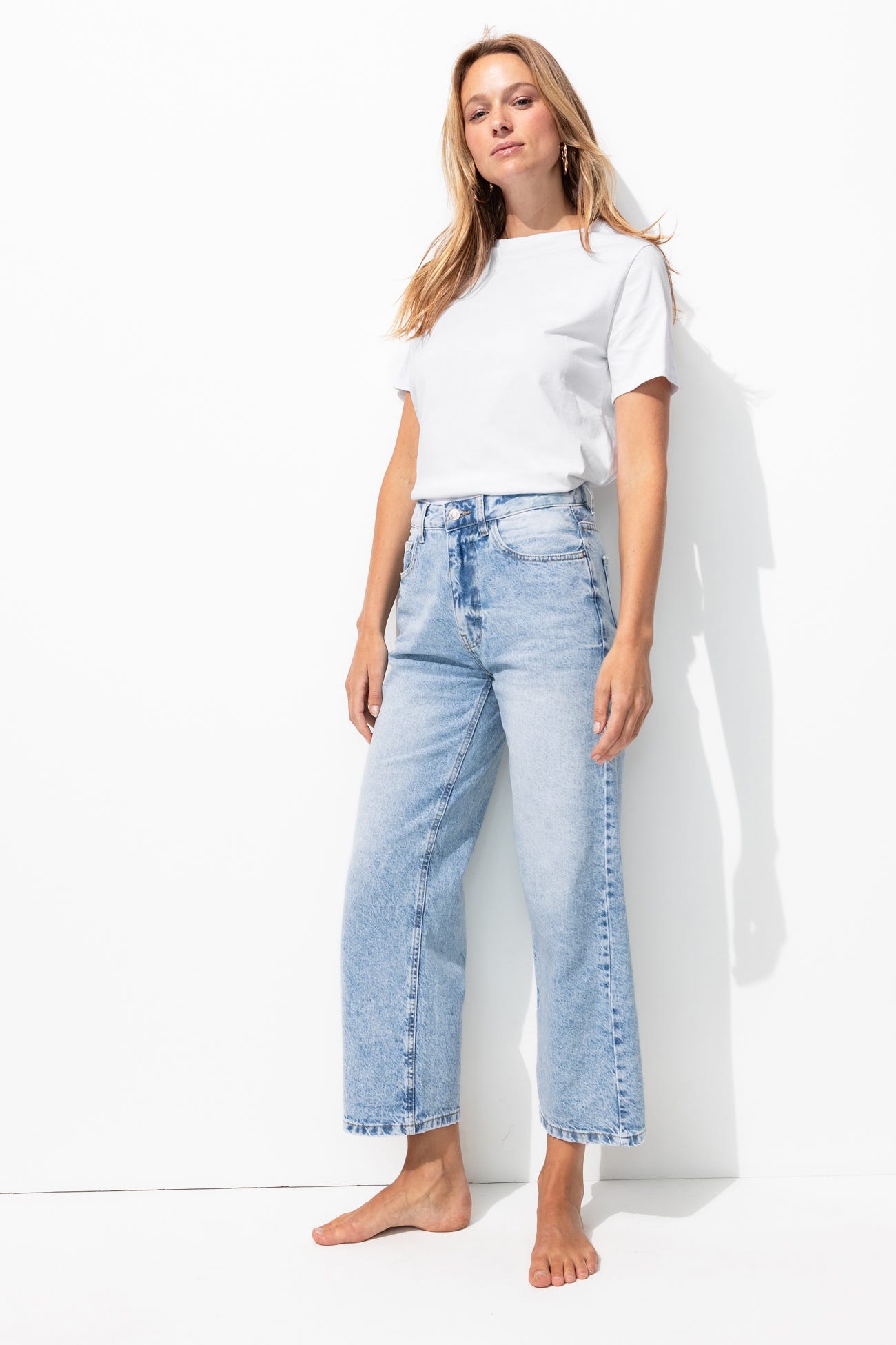 Jean droit taille haute 7/8è