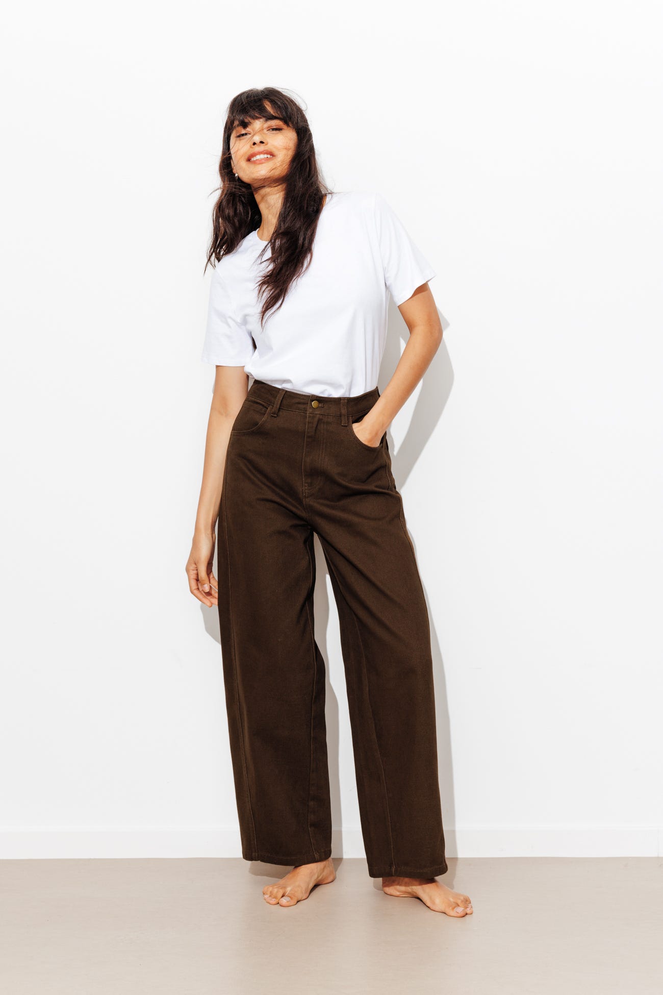 Pantalon barrel taille haute