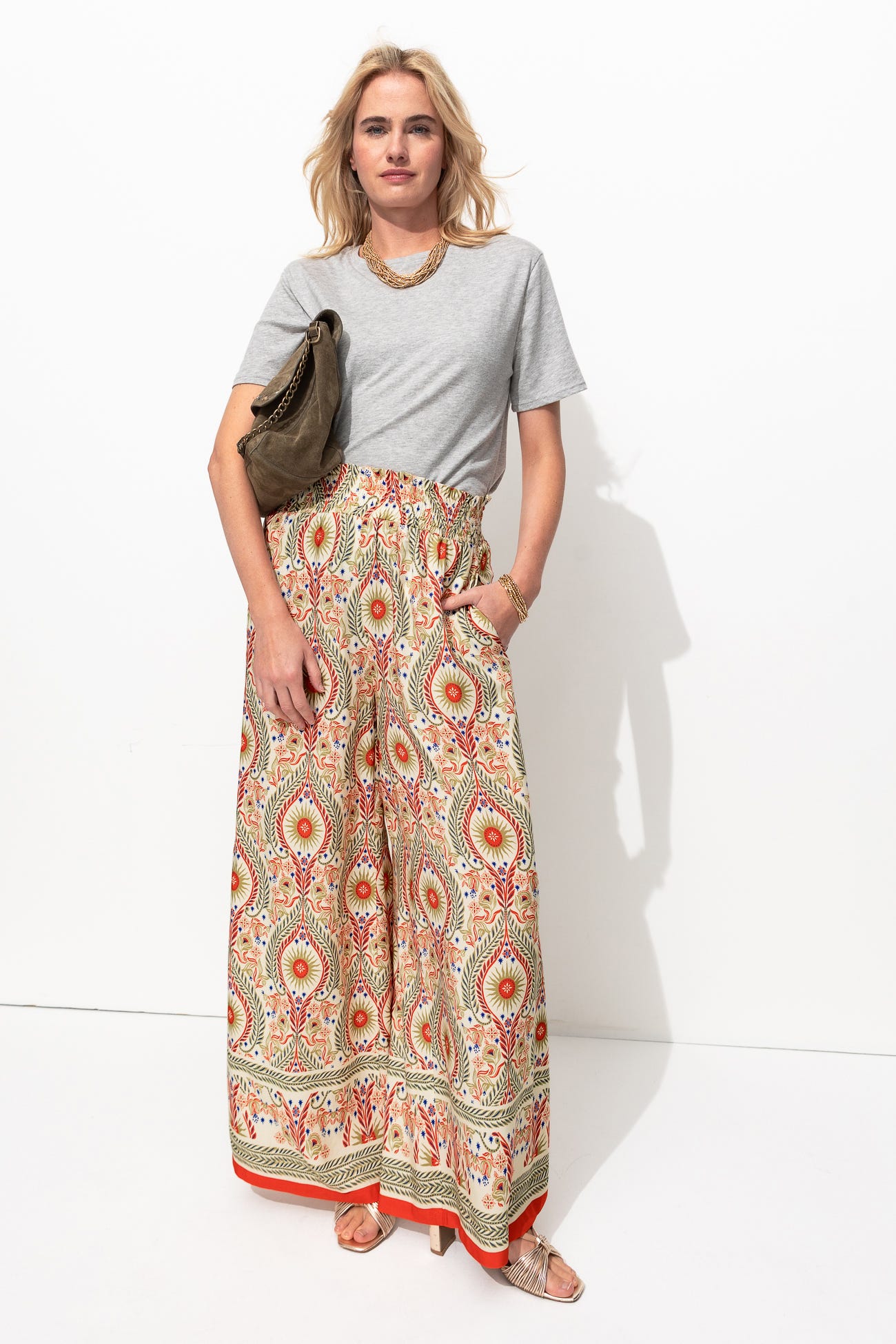 Pantalón ancho estampado