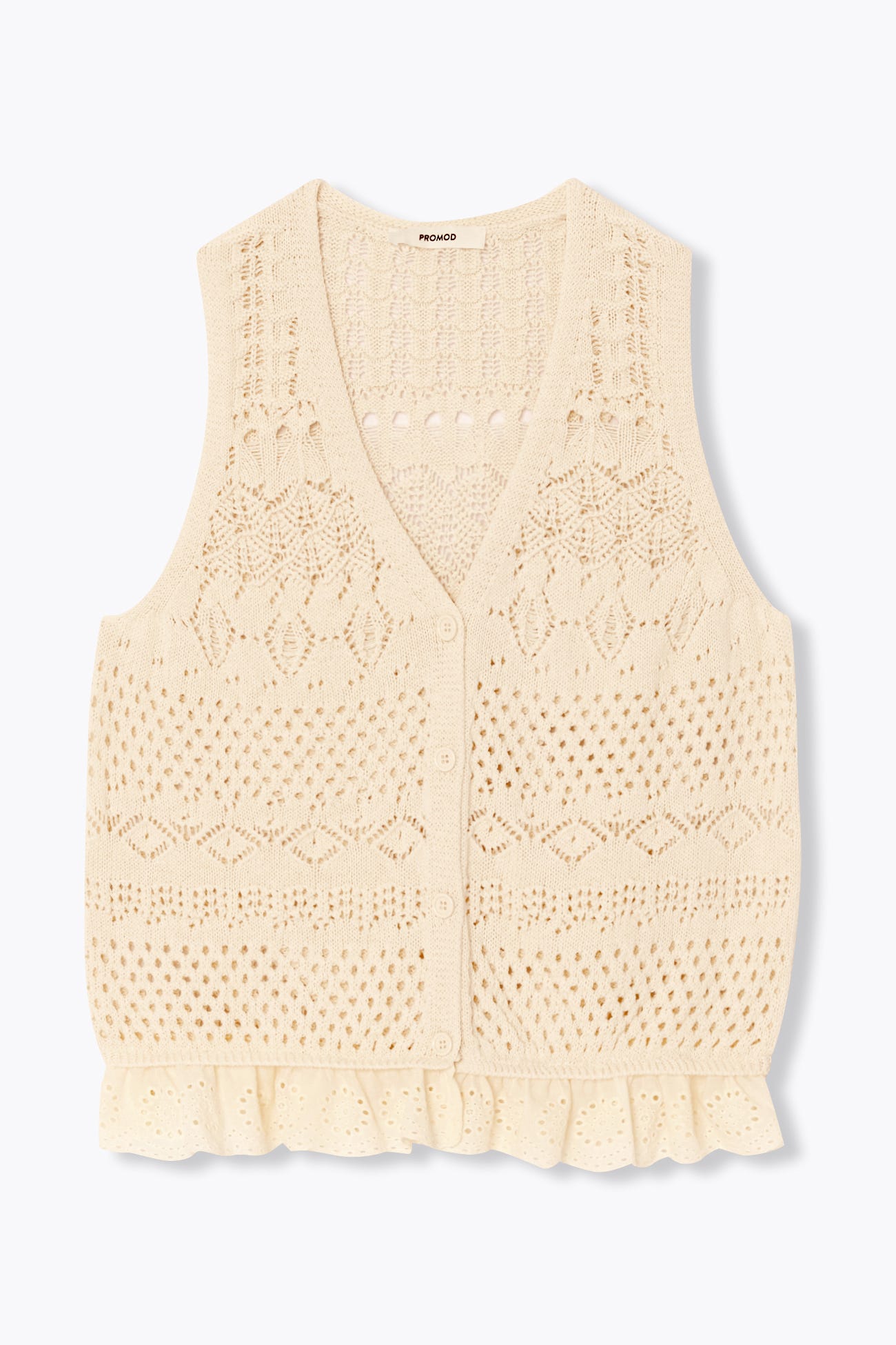Cardigan crochet sans manches