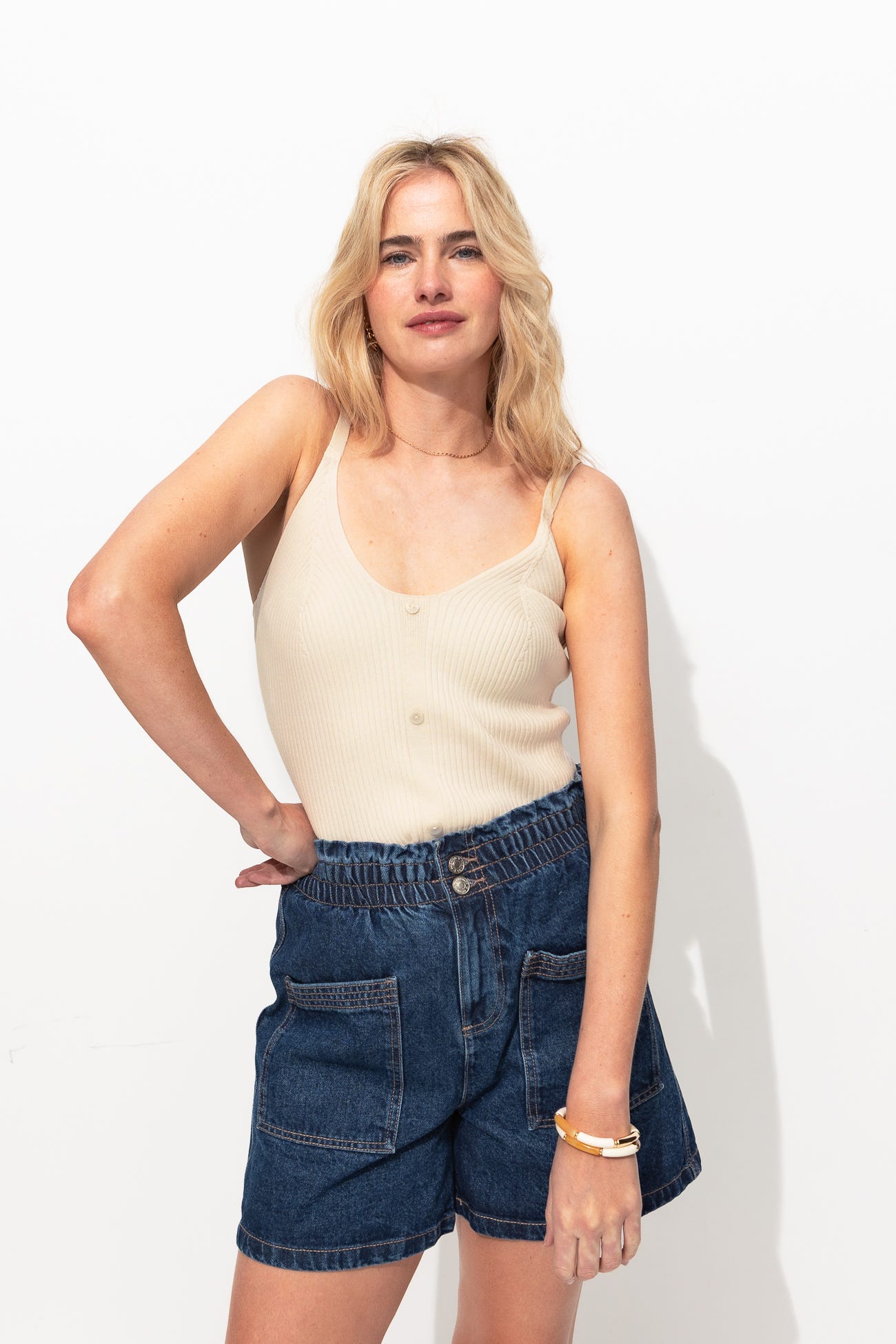Top en maille côtelée Femme