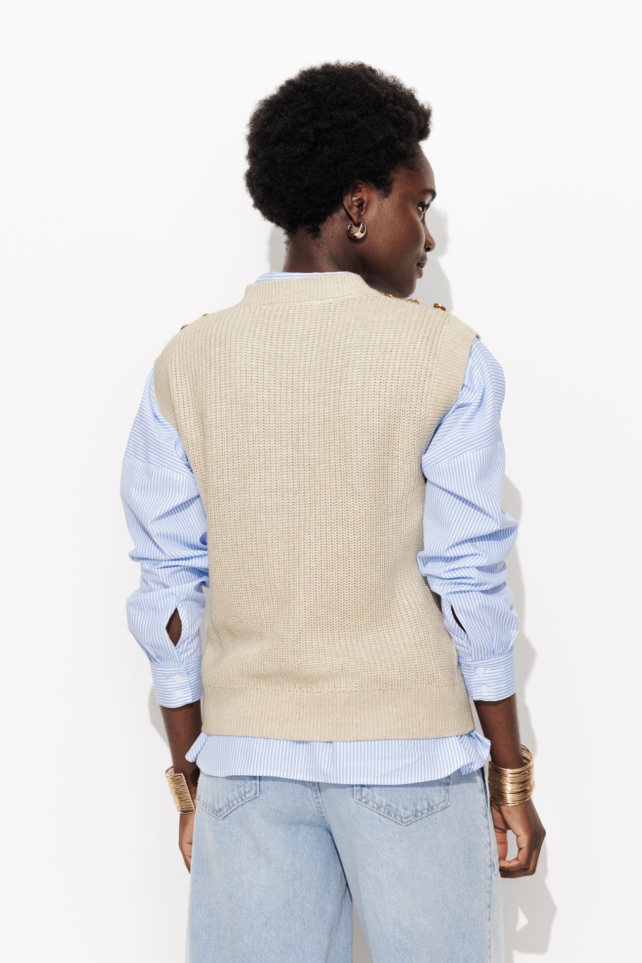 Pull-débardeur côtelé Femme